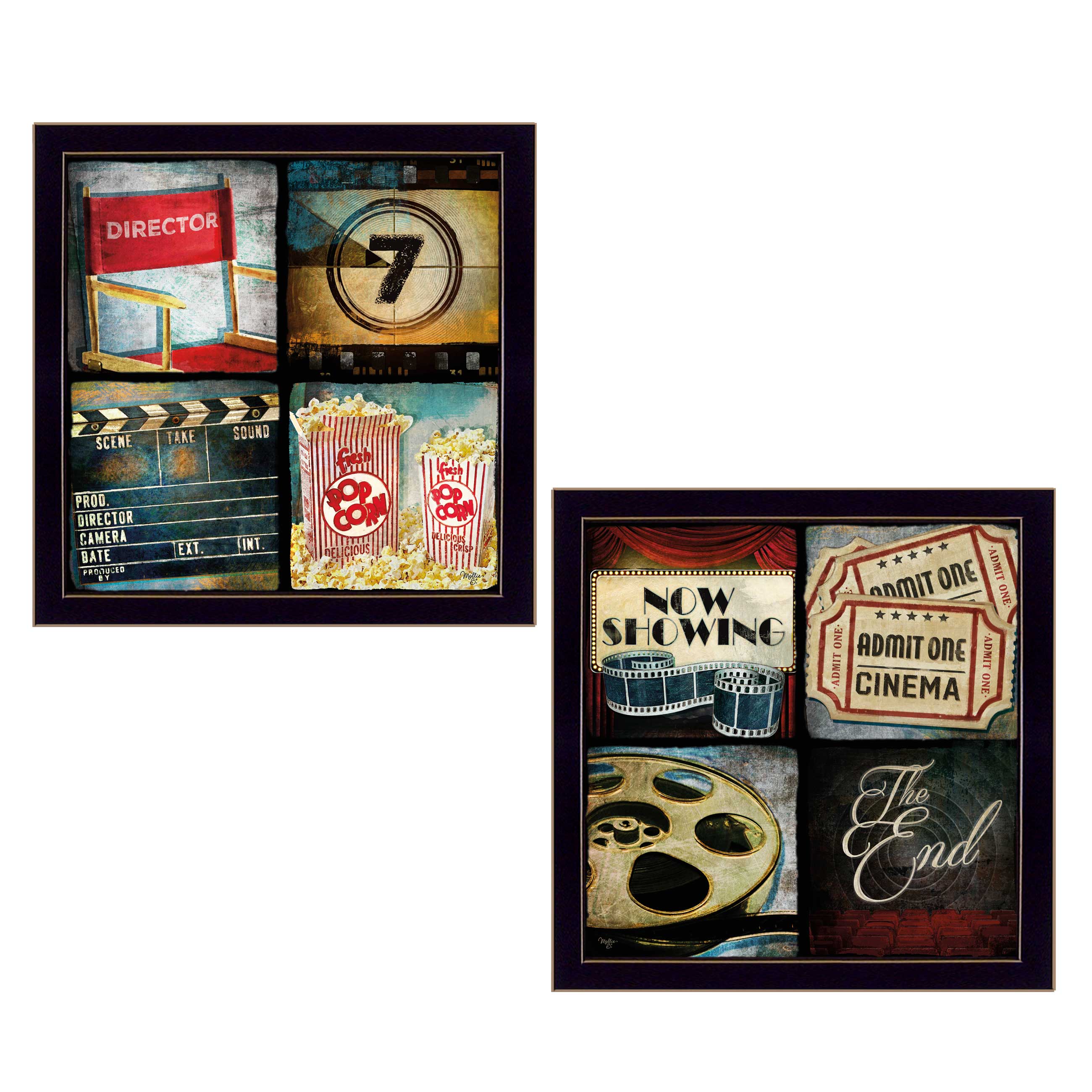 "At The Movies Collection" 2-Piece Vignette By Mollie B., Printed Wall Art, Ready To Hang Framed Poster, Black Frame