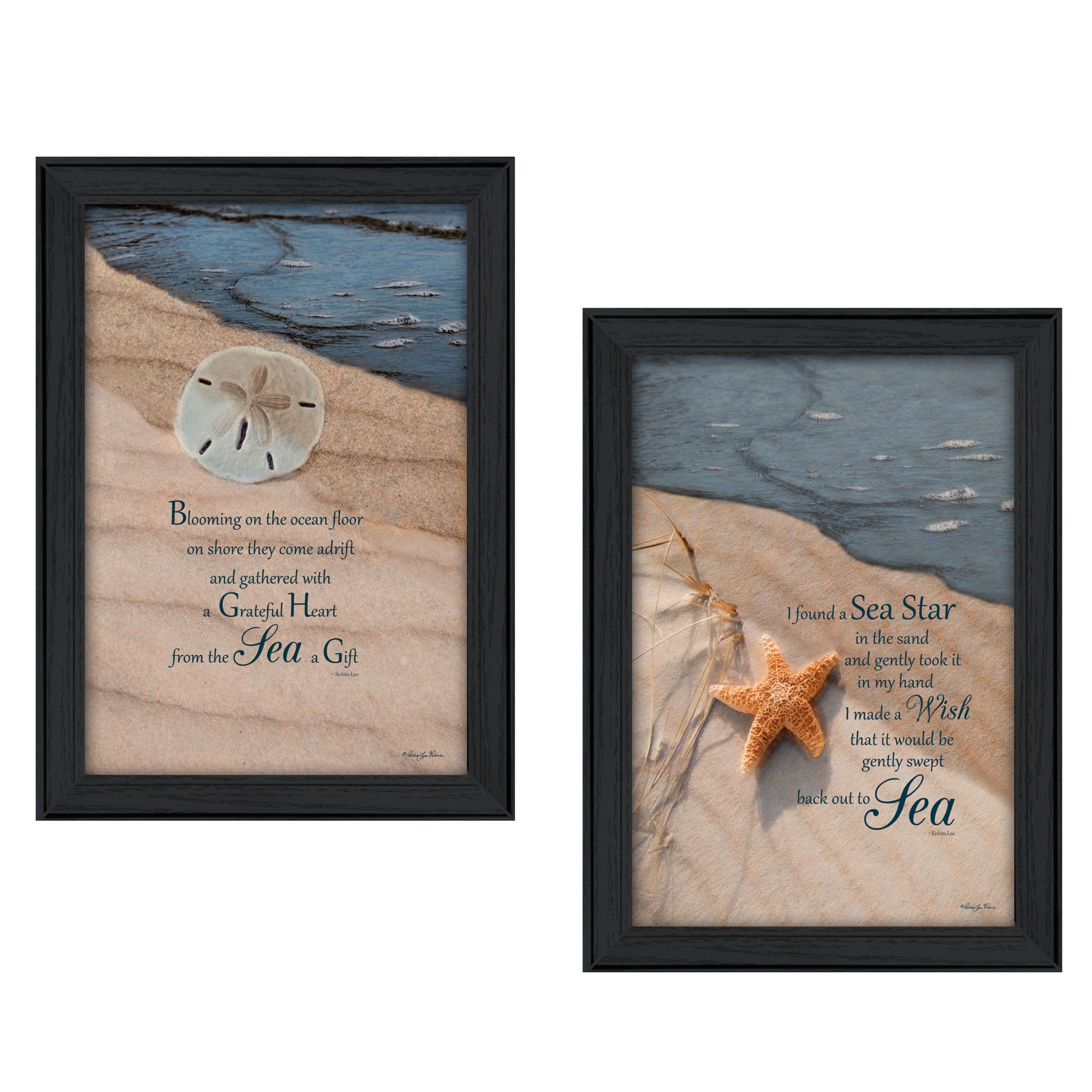 "A Gift from the Sea Collection" 2-Piece Vignette By Robin-Lee Vieira, Printed Wall Art, Ready To Hang Framed Poster, Black Frame
