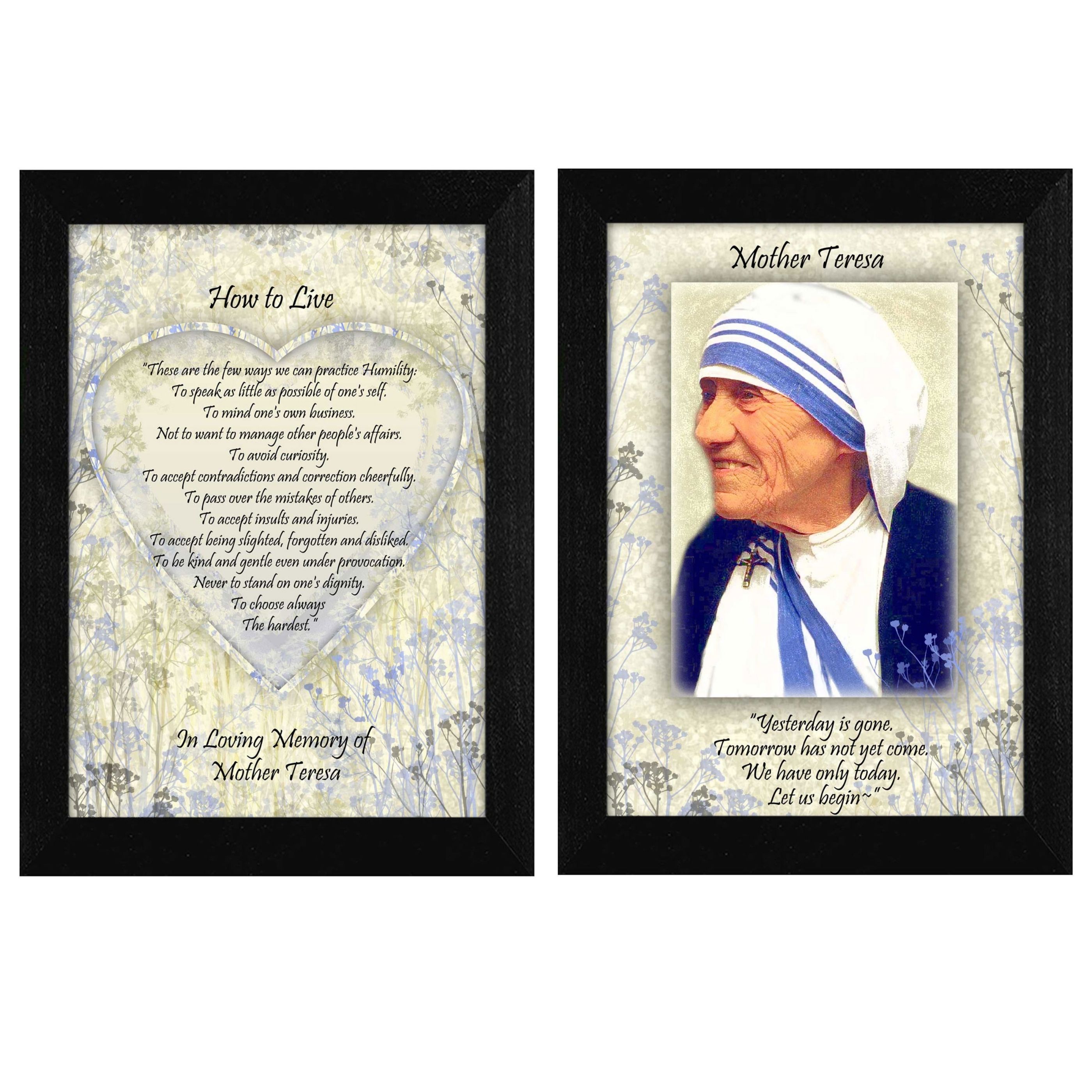 "How To Live Quotes 2-Piece Vignette  by Mother Teresa Collection", Printed Wall Art, Ready To Hang Framed Poster, Black Frame