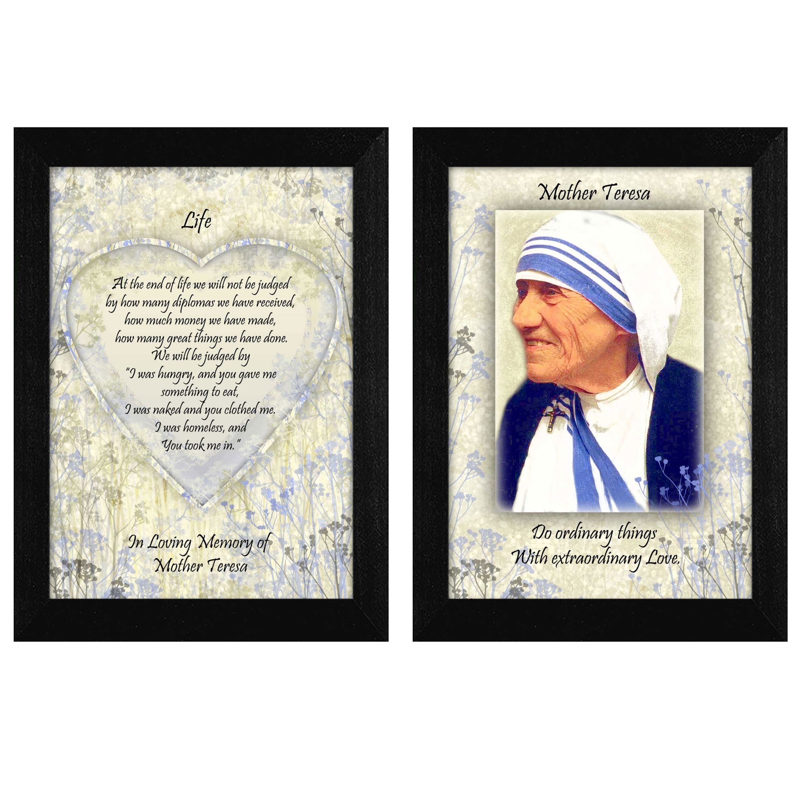 "Life Quotes 2-Piece Vignette by Mother Teresa Collection", Printed Wall Art, Ready To Hang Framed Poster, Black Frame