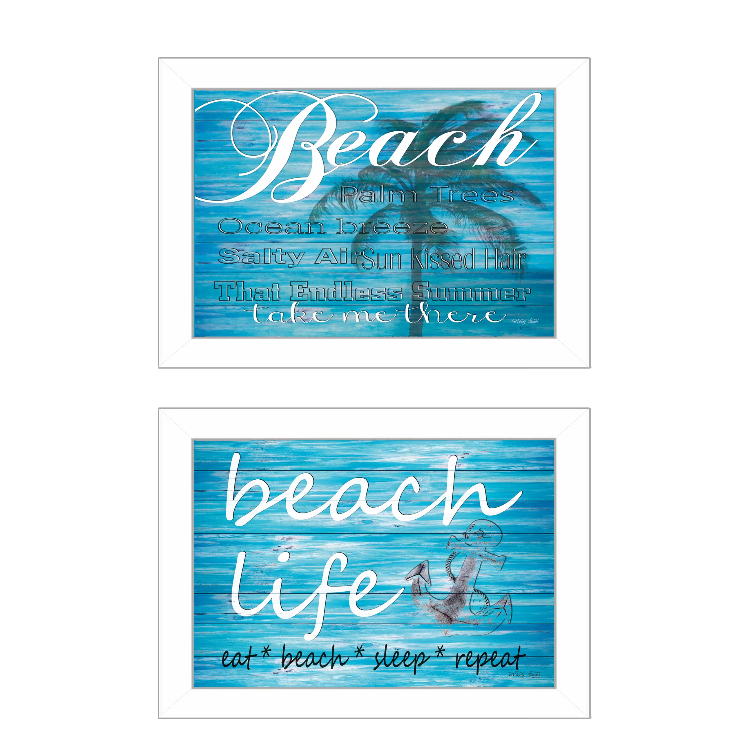 "Beach Life" 2-Piece Vignette by Cindy Jacobs, White Frame