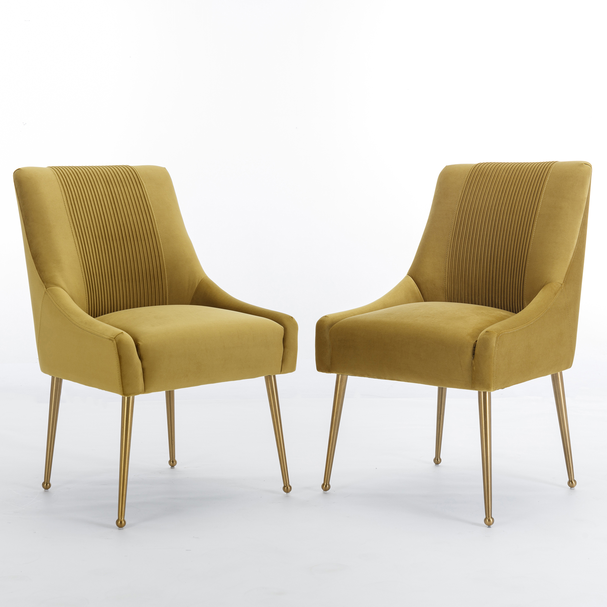 Velvet Dining Chair, Accent Side Chair With Adjustable Foot Nails, Set of 2