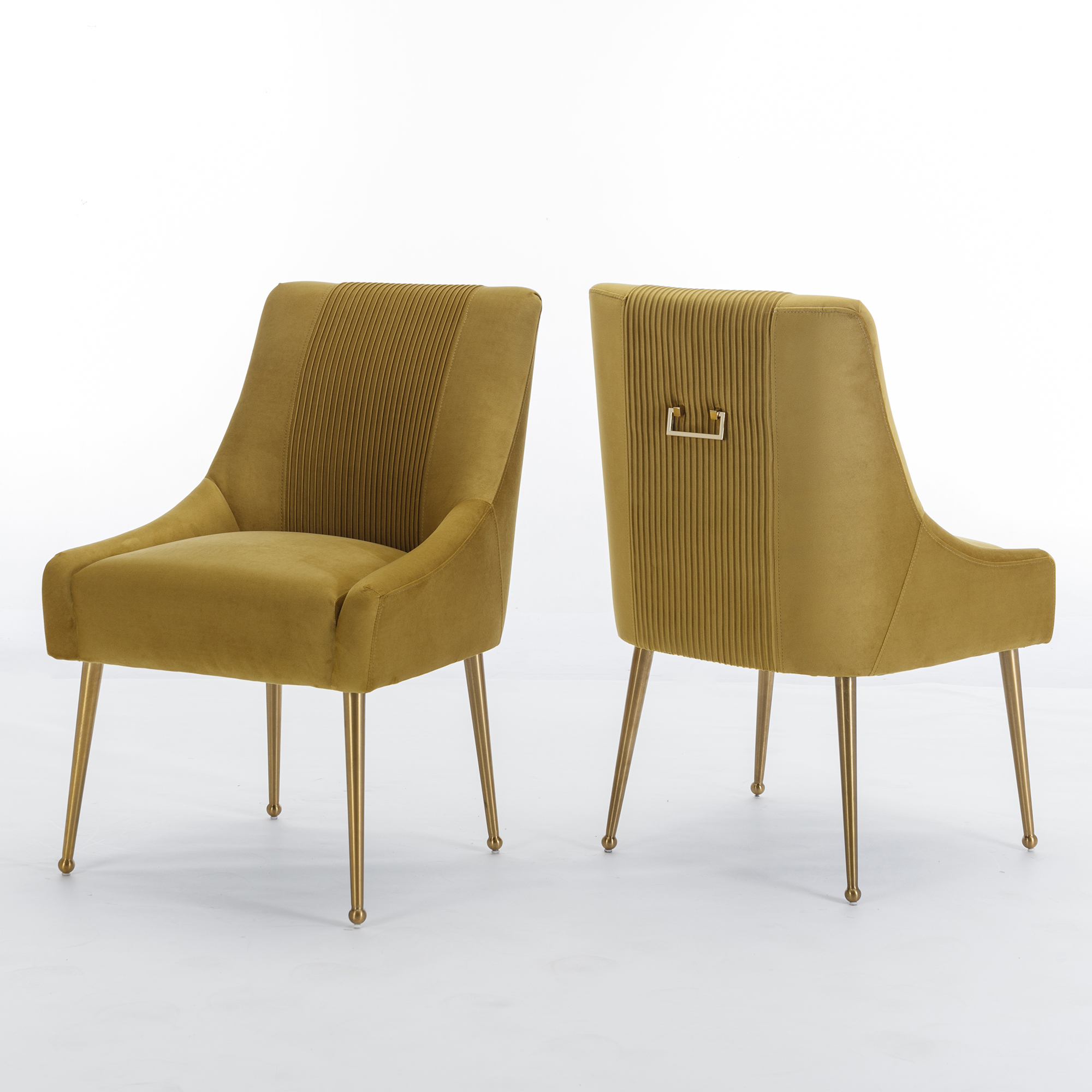 Velvet Dining Chair, Accent Side Chair With Adjustable Foot Nails, Set of 2