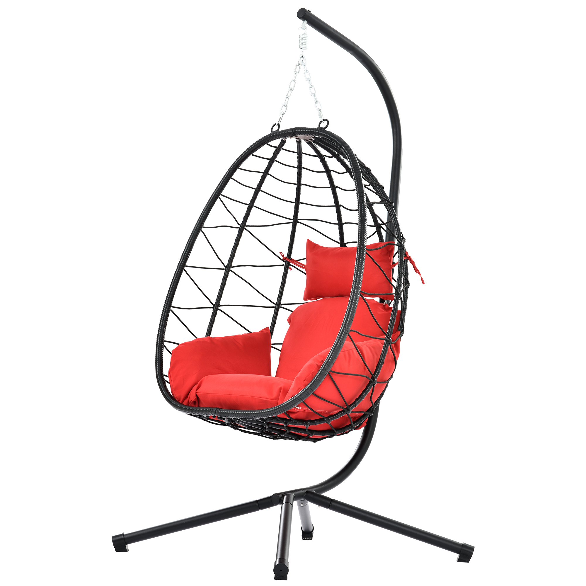 Egg Chair with Stand Indoor Outdoor Swing Chair Patio Wicker Hanging Egg Chair Hanging Basket Chair Hammock Chair with Stand for Bedroom Living Room Balcony-Boyel Living
