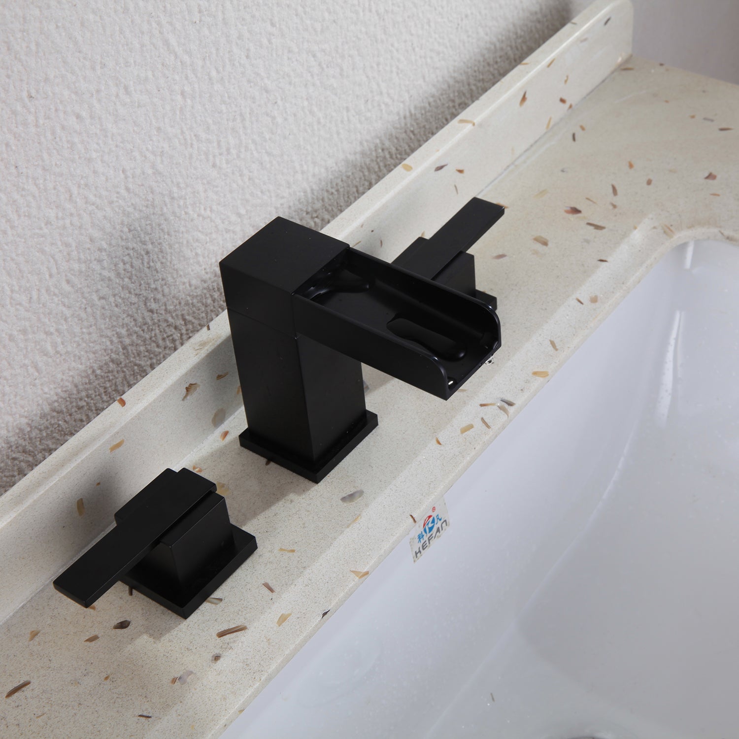 8 in. Widespread Waterfall 2-Handle Bathroom Faucet in Matte Black-Boyel Living