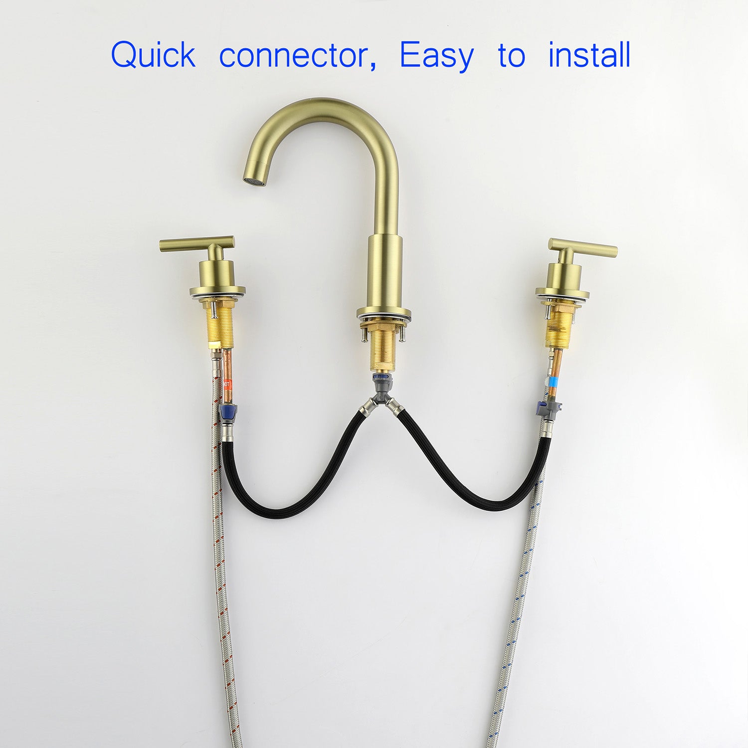 Boyel Living Widespread 2-Handle Bathroom Sink Faucet with Valve and Drain Assembly in Brushed Gold 8 In.-Boyel Living