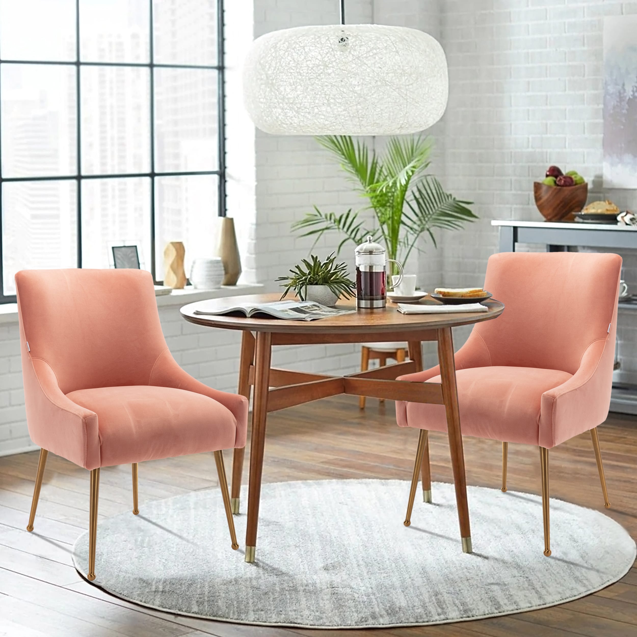 Velvet Dining Chair, Accent Side Chair With Adjustable Foot Nails, Set of 2-Boyel Living