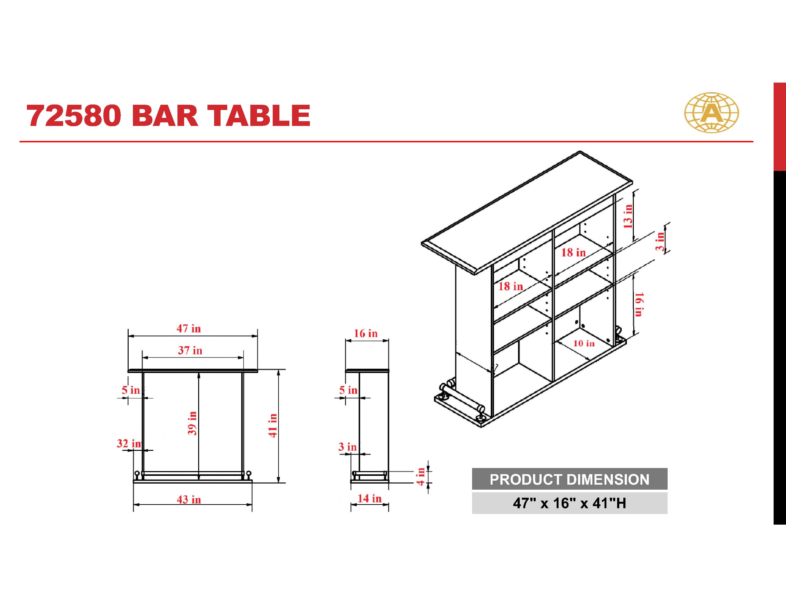 ACME Kite Bar Table in White High Gloss