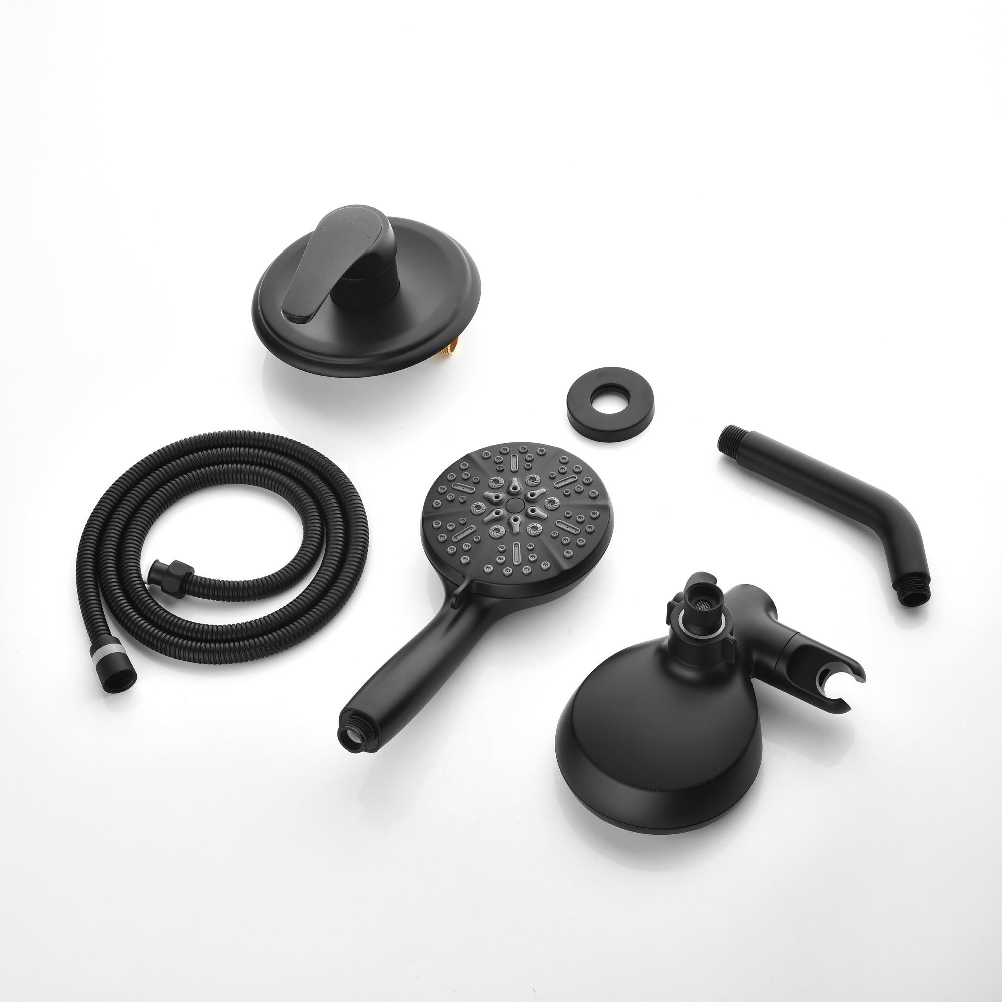 Boyel Living 5-Spray Patterns with 2.5 GPM 4.72 in. Wall Mount Dual Shower Heads in Matte Black (Valve and Handle Trim Included)-Boyel Living