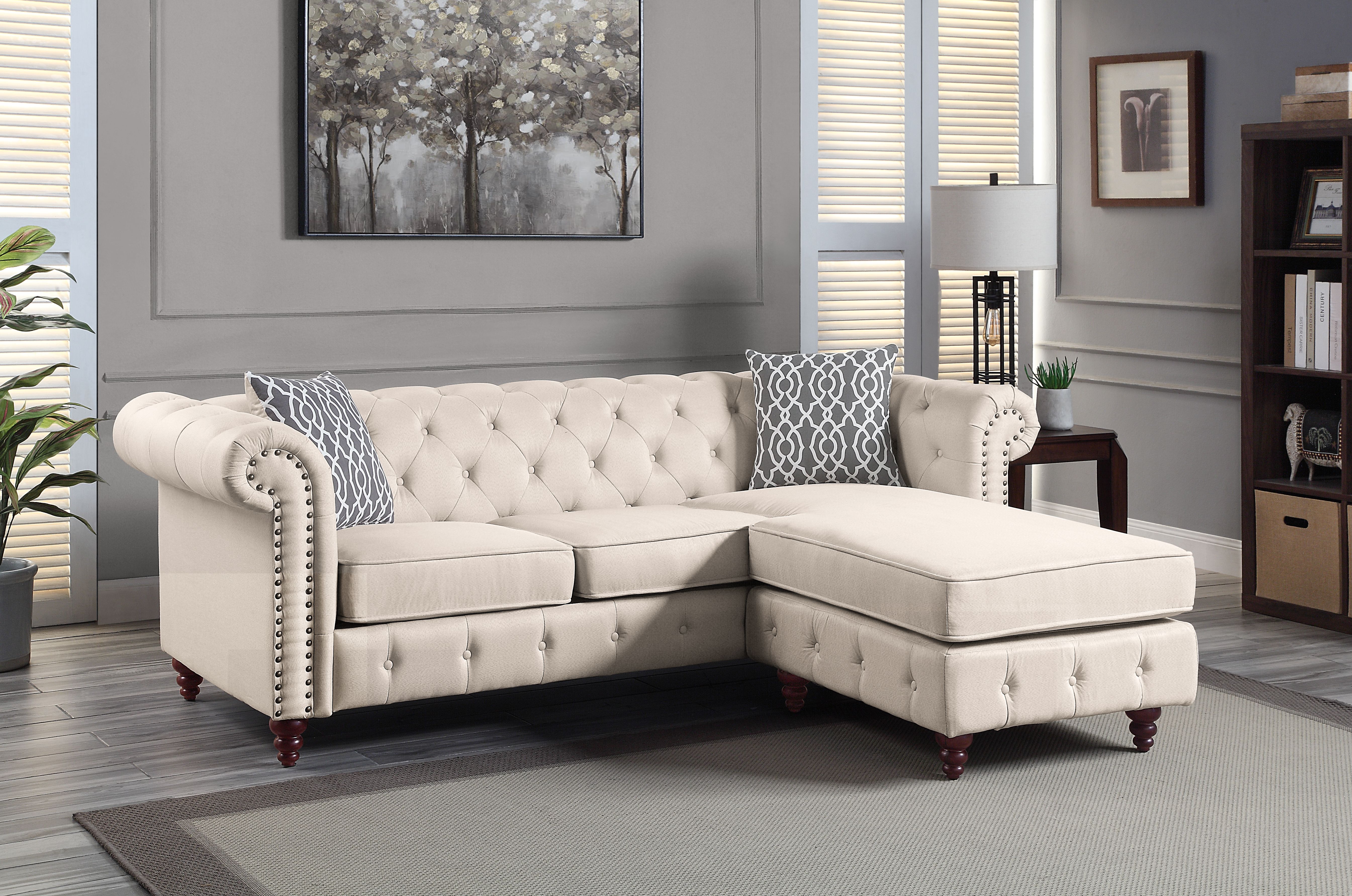 ACME Waldina Reversible Sectional Sofa  in Beige Fabric-Boyel Living