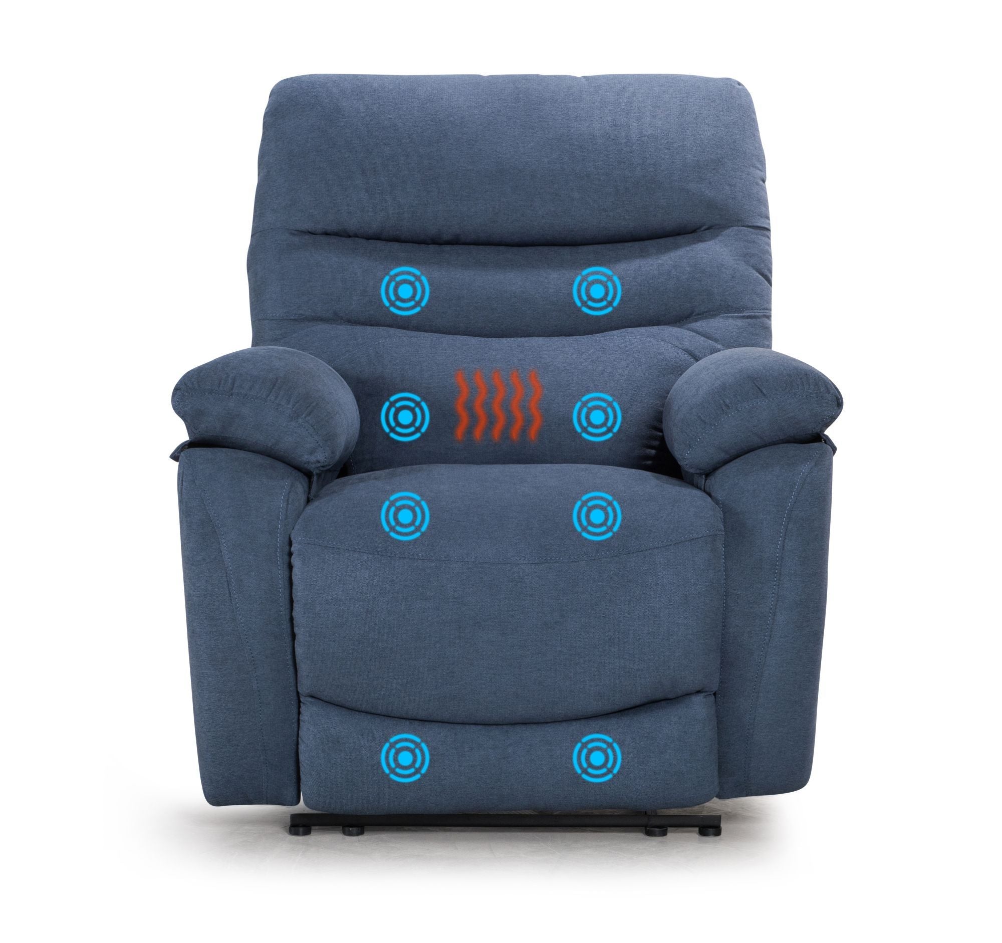 Fabric Manual Recliner Sofa with Massage and Heat function(BLUE)-Boyel Living