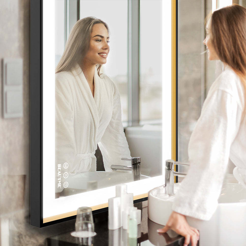 40" x 24" Bathroom Mirror with LED Lights Lighted Makeup Vanity Mirror Wall Mounted Large Size