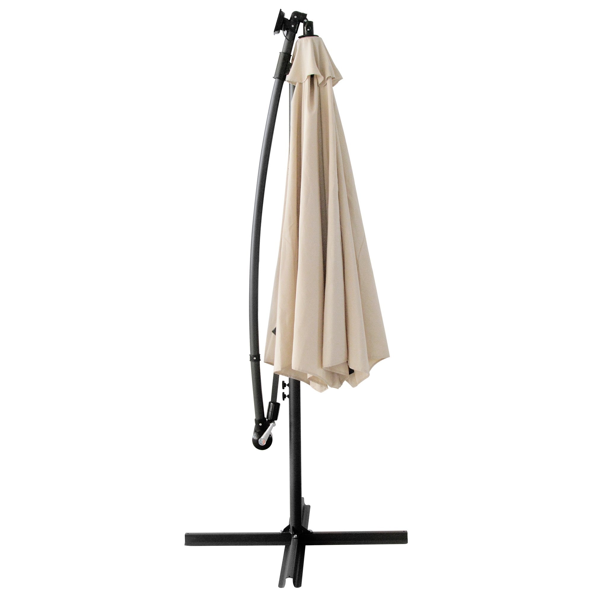 10FT Patio Offset Lighted Hanging Cantilever Umbrella for Backyard,Poolside, Garden and Lawn-Boyel Living