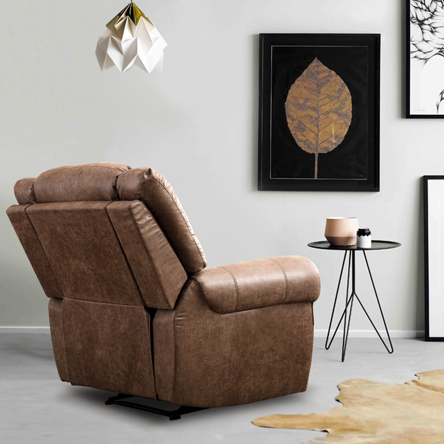 Light brown deals leather recliner chair