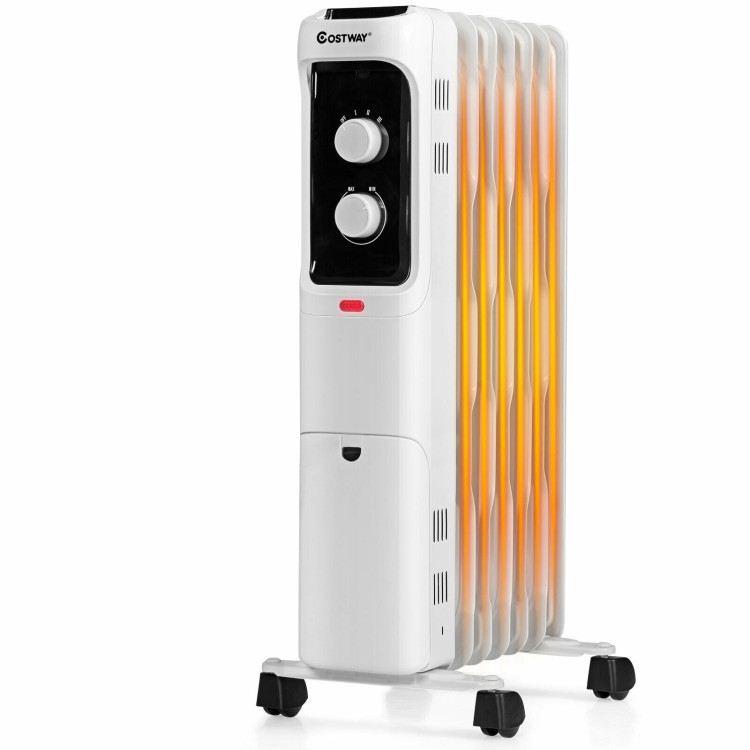 1500W Oil Filled Portable Radiator Space Heater with Adjustable Thermostat