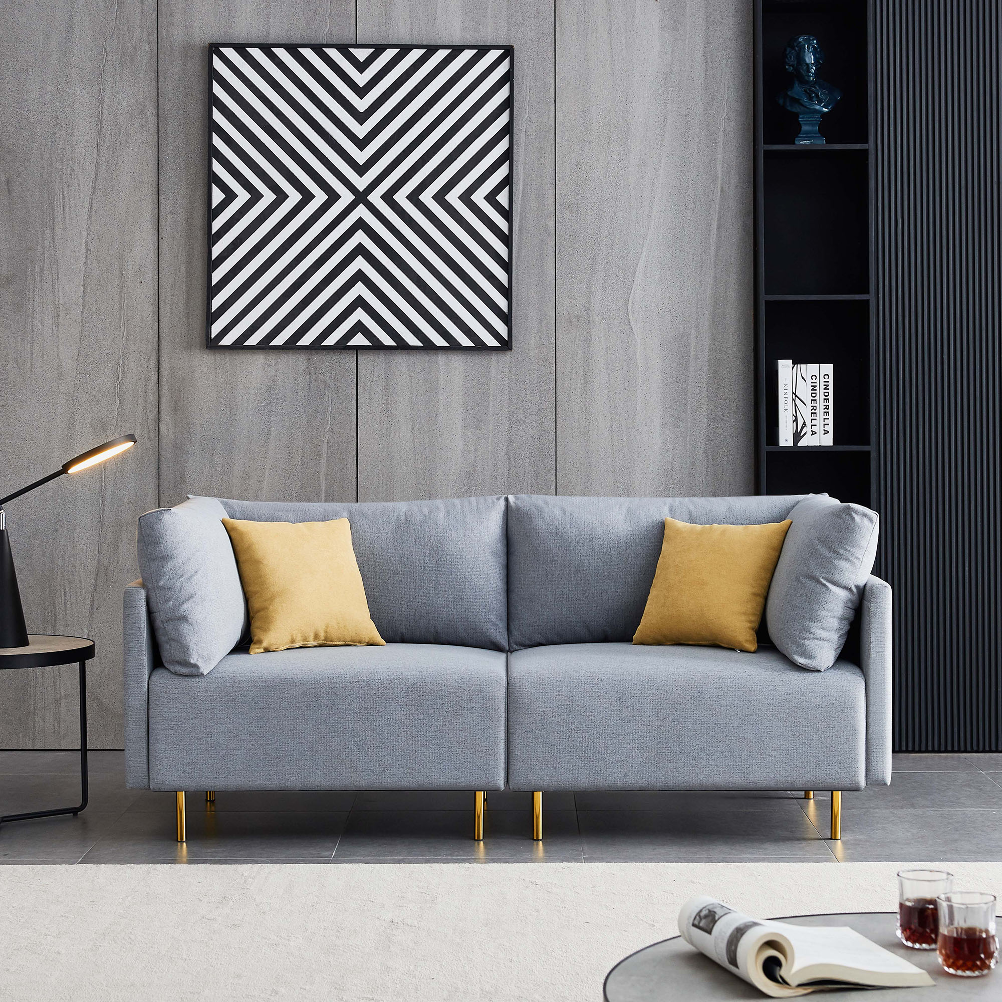 Comfortable modern fabric sofa-Gray-Boyel Living