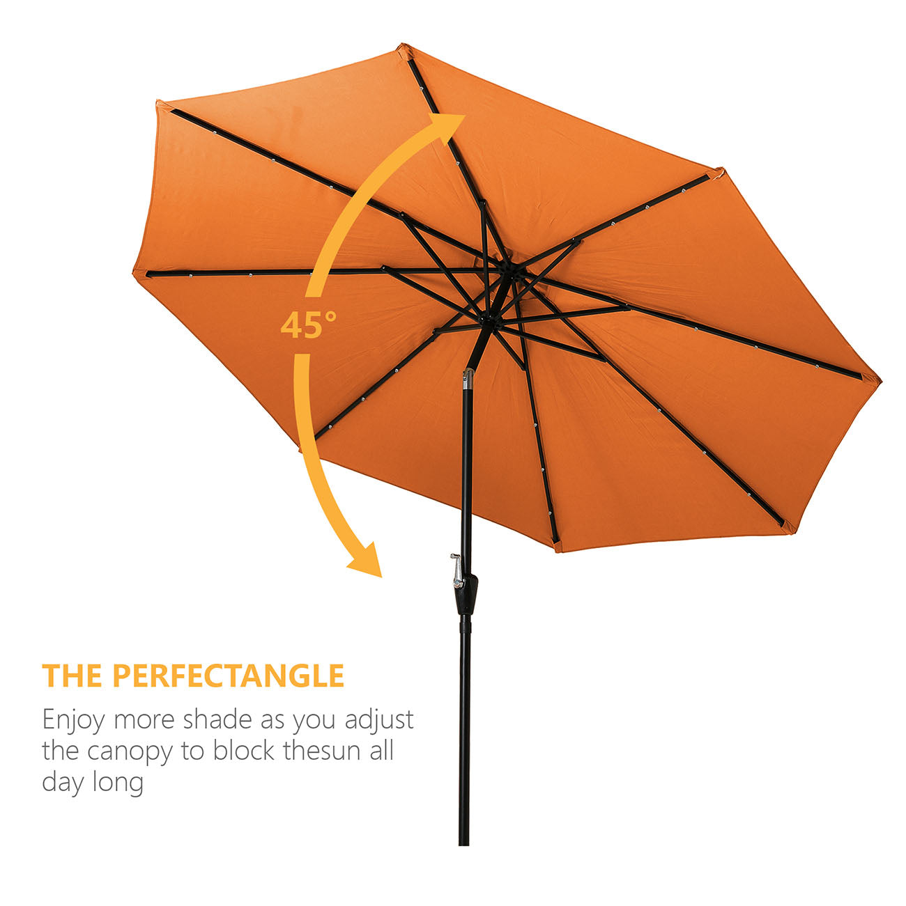 Boyel Living 10-ft Patio Umbrella with LED Lights (Orange)-Boyel Living