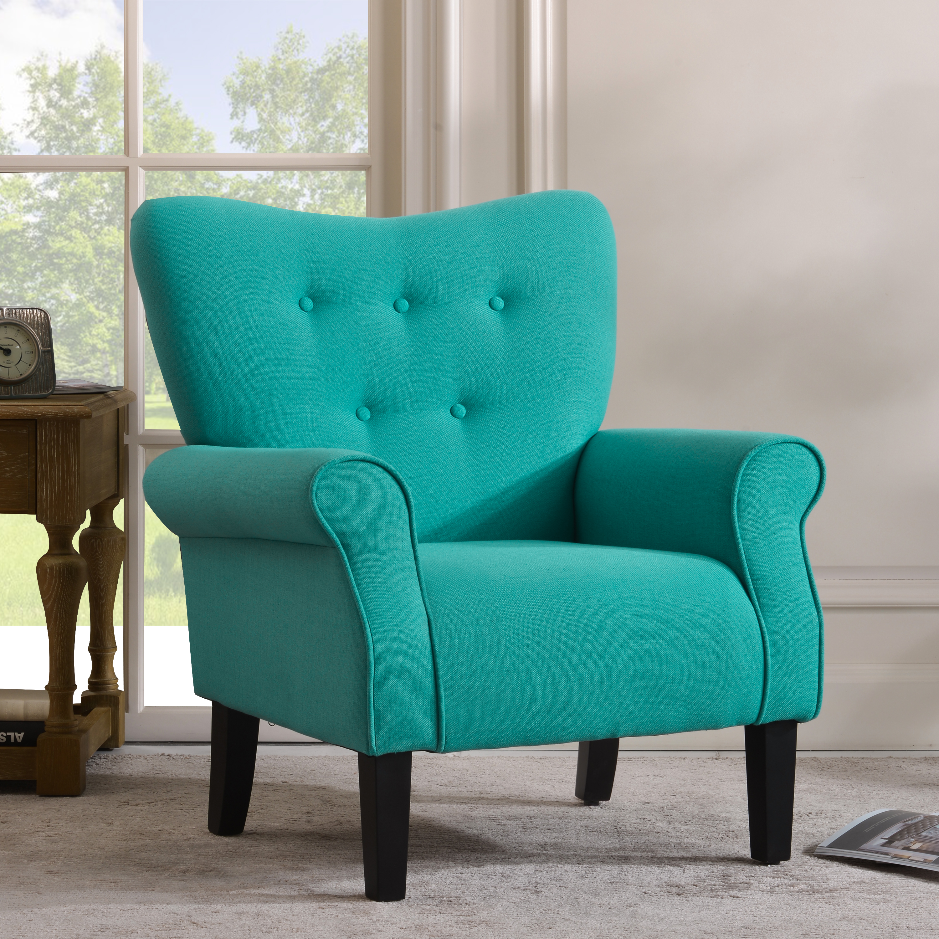 teal wingback accent chair