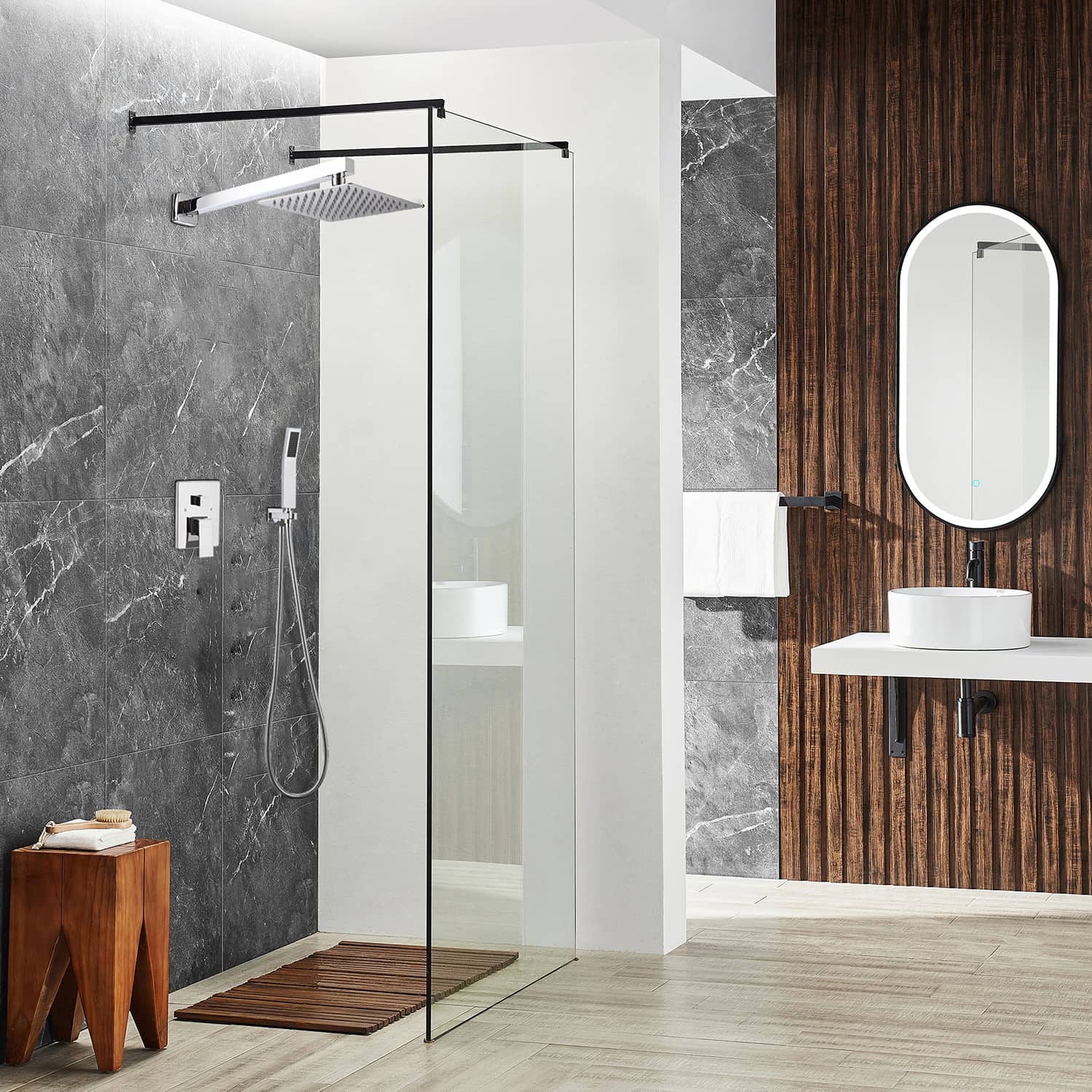 10 in. High Pressure Dual Shower Heads, Shower System in Polished Chrome-Boyel Living