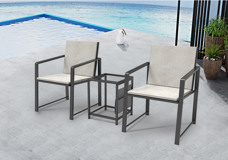 Outdoor Patio Furniture Set  Garden Armchair Coffee Side Table,Black Frame, Modern Design-Boyel Living
