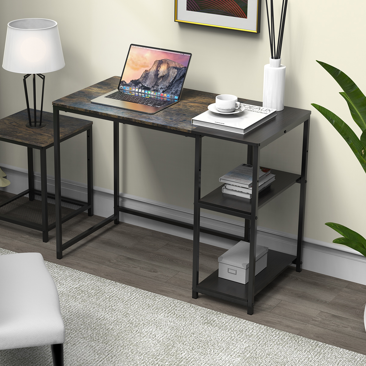 Computer Desk, Office Desk, Laptop Home Office Study Desk Work Gaming Small Executive Desk/Table for Bedrooms, Home Office and Small Spaces, Office Desks  Workstations, Rustic Brown (40 inch B)-Boyel Living