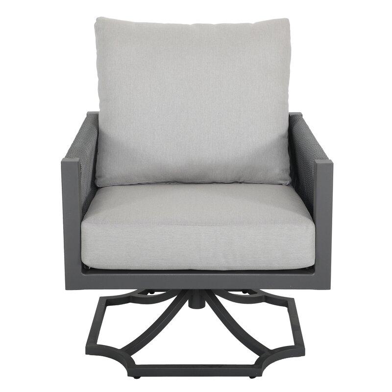 Outdoor Patio Aluminium Frame Club Swivel Chair With Cushion In Grey (Set of 2)-Boyel Living