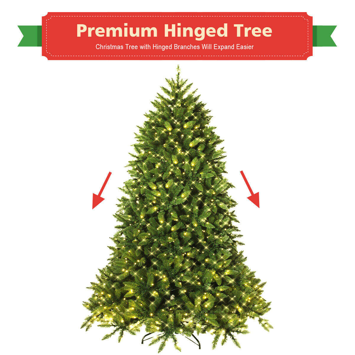 Premium Hinged Artificial Fir Christmas Tree with LED Lights6 ft