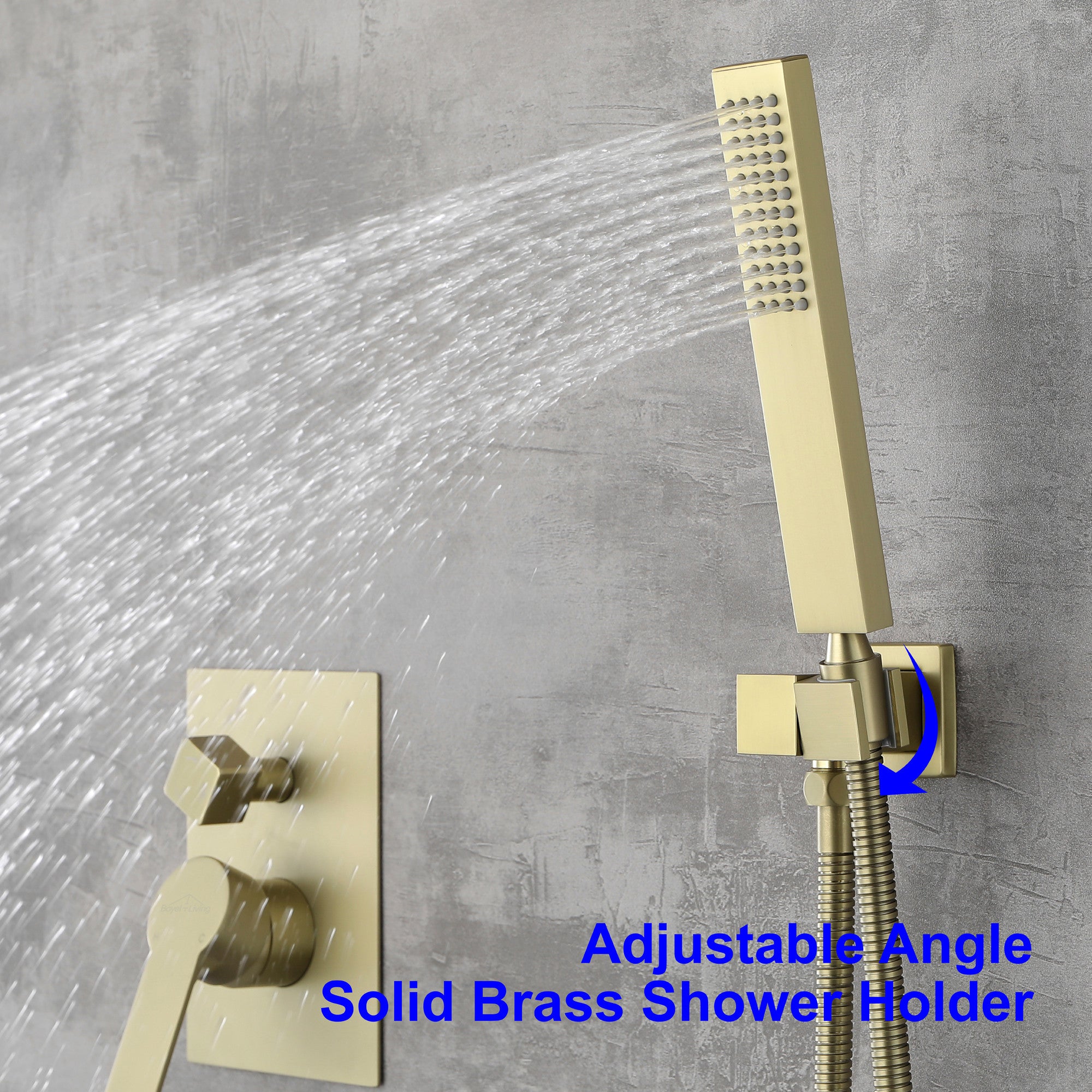 Boyel Living Brushed Gold Shower Head System with Handheld Support Adjustable Angle-Boyel Living