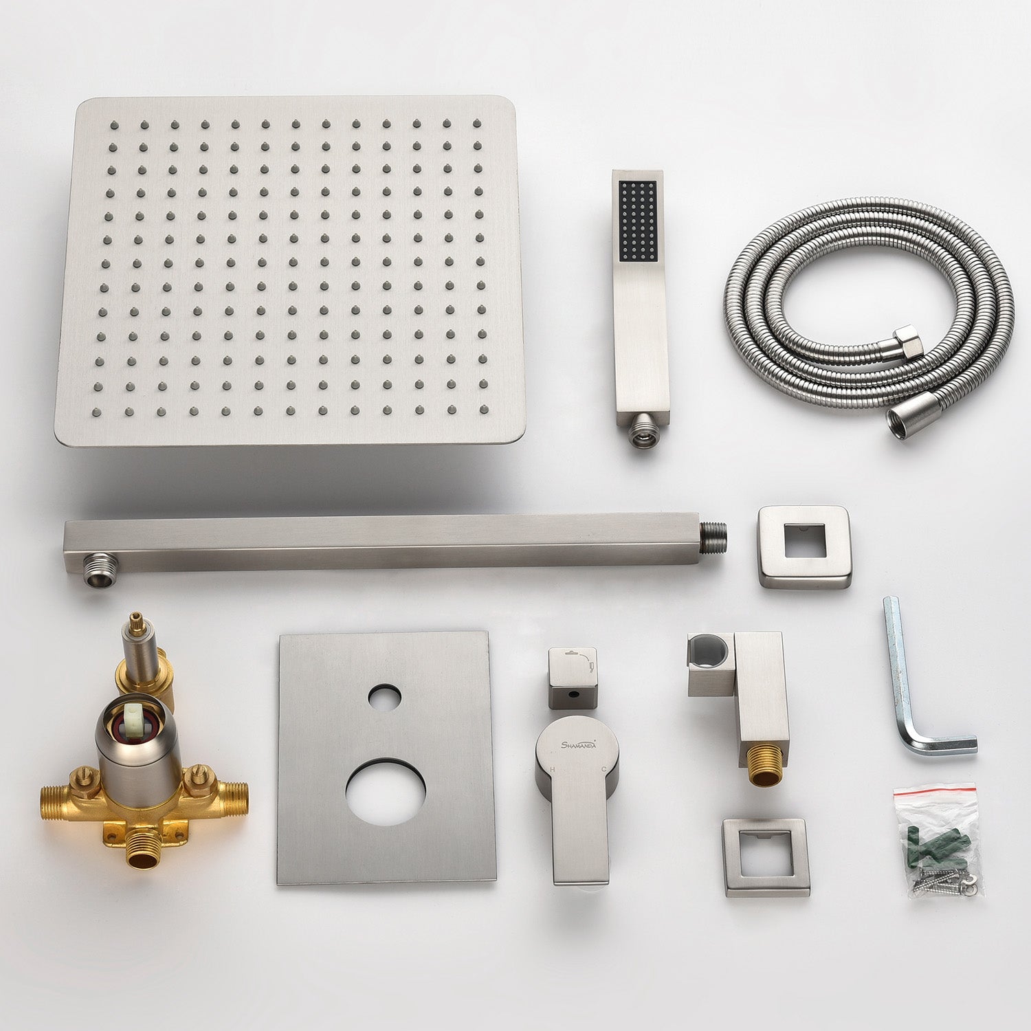 Boyel Living Wall Mount Rainfall Complete Shower System in Brushed Nickel, 10/12 in. -Boyel Living