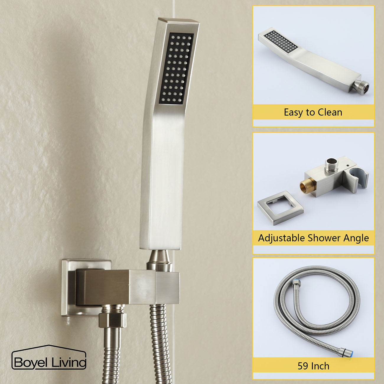 Boyel Living Wall Mounted Shower System with 12 in. Rainfall Shower Head, Handheld Shower and Tub Faucet-Boyel Living
