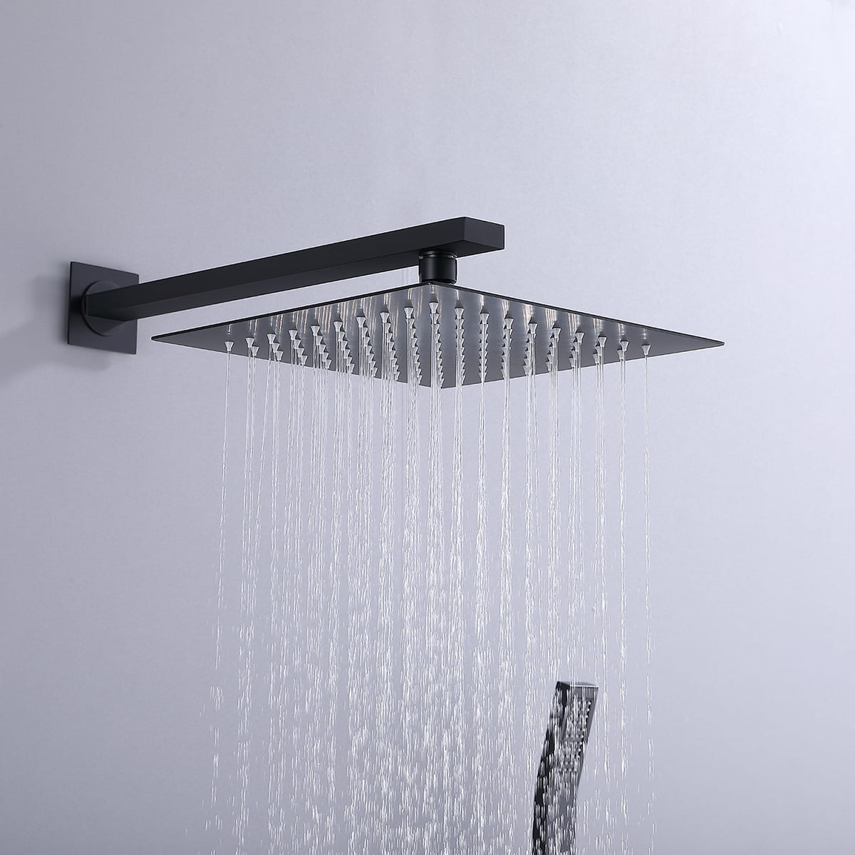 Matte Black Waterfall Wall Mount Shower System with Handheld and 4 Side Spray-Boyel Living