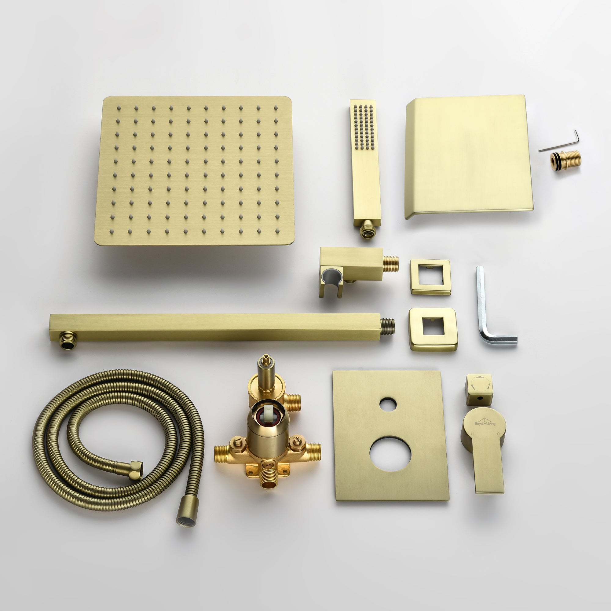 Boyel Living 10 in. Wall Mounted Single-Handle Shower Faucet Set with Tub Spout & Hand Shower-Boyel Living