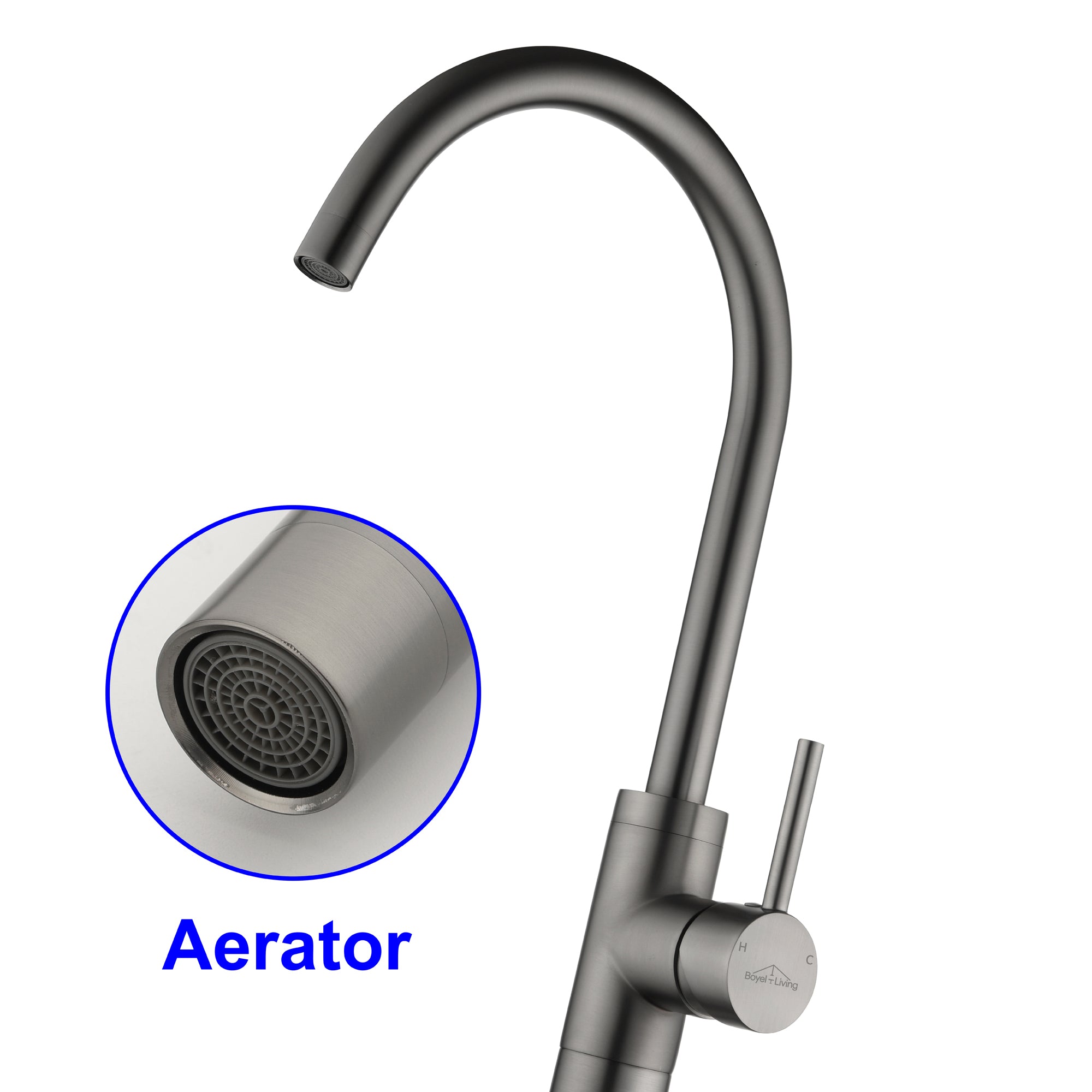 Boyel Living Freestanding Floor Mount Single Handle Bath Tub Filler Faucet with Water Supply Lines in Gunmetal Gray-Boyel Living