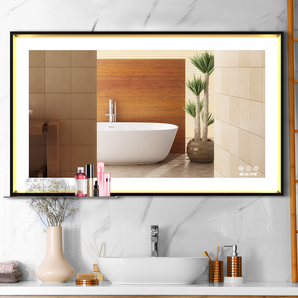 BEAUTME Bathroom Mirror with LED Lights Lighted Makeup Vanity Mirror Wall Mounted Large Size Rectangular Anti-Fog Memory Dimmable Touch Sensor Horizontal/Vertical Warm White/Daylight Lights-Boyel Living