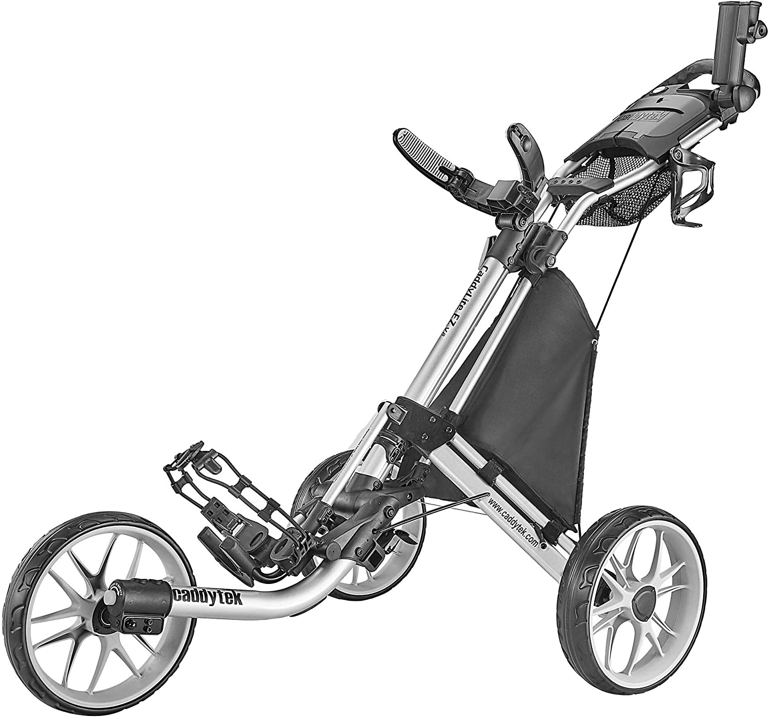 CaddyTek 3 Wheel Golf Push Cart - Foldable Collapsible Lightweight Pushcart with Foot Brake - Easy to Open  Close-Boyel Living