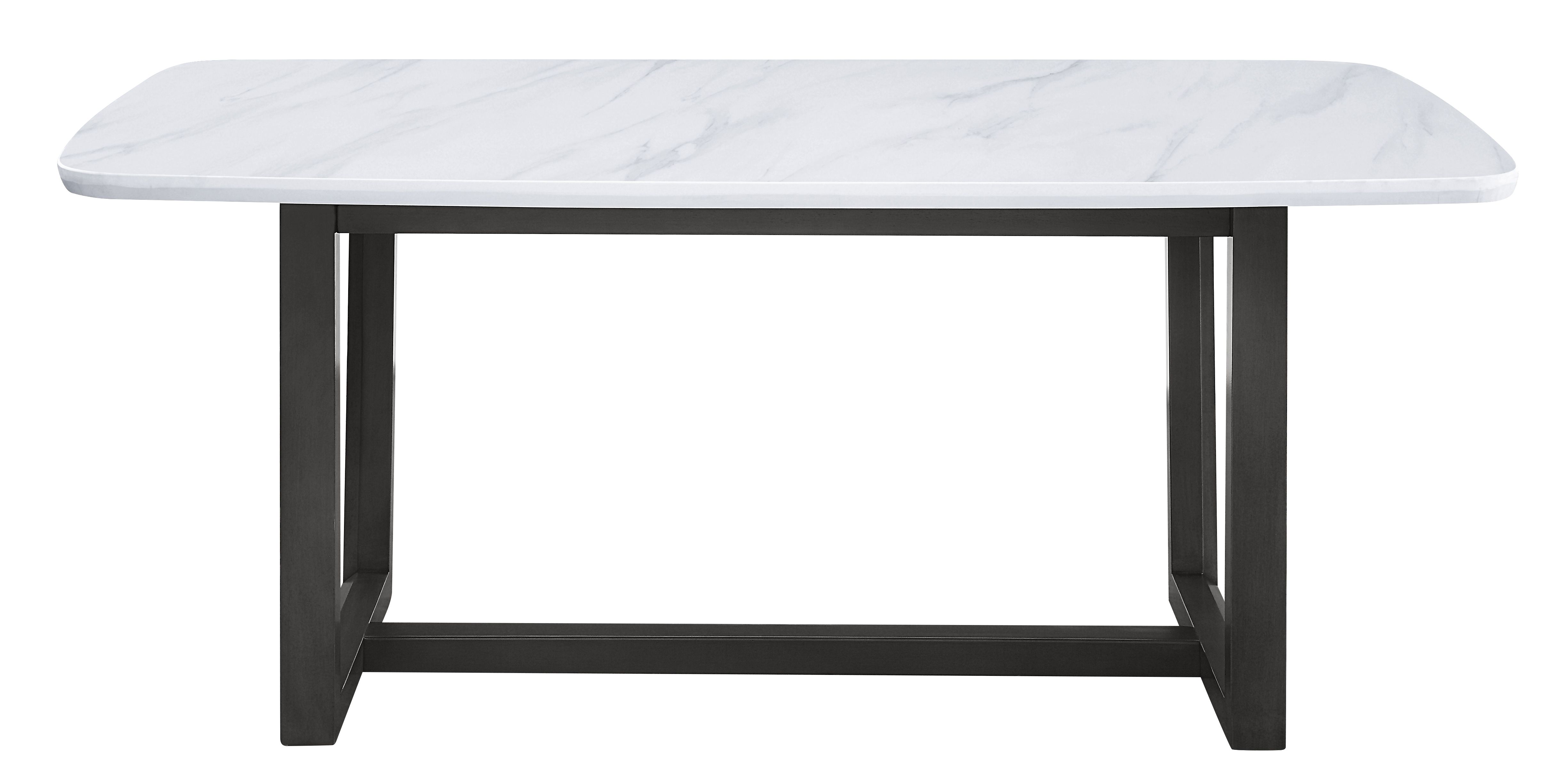 ACME Madan Dining Table, Marble Top Weathered Gray Finish