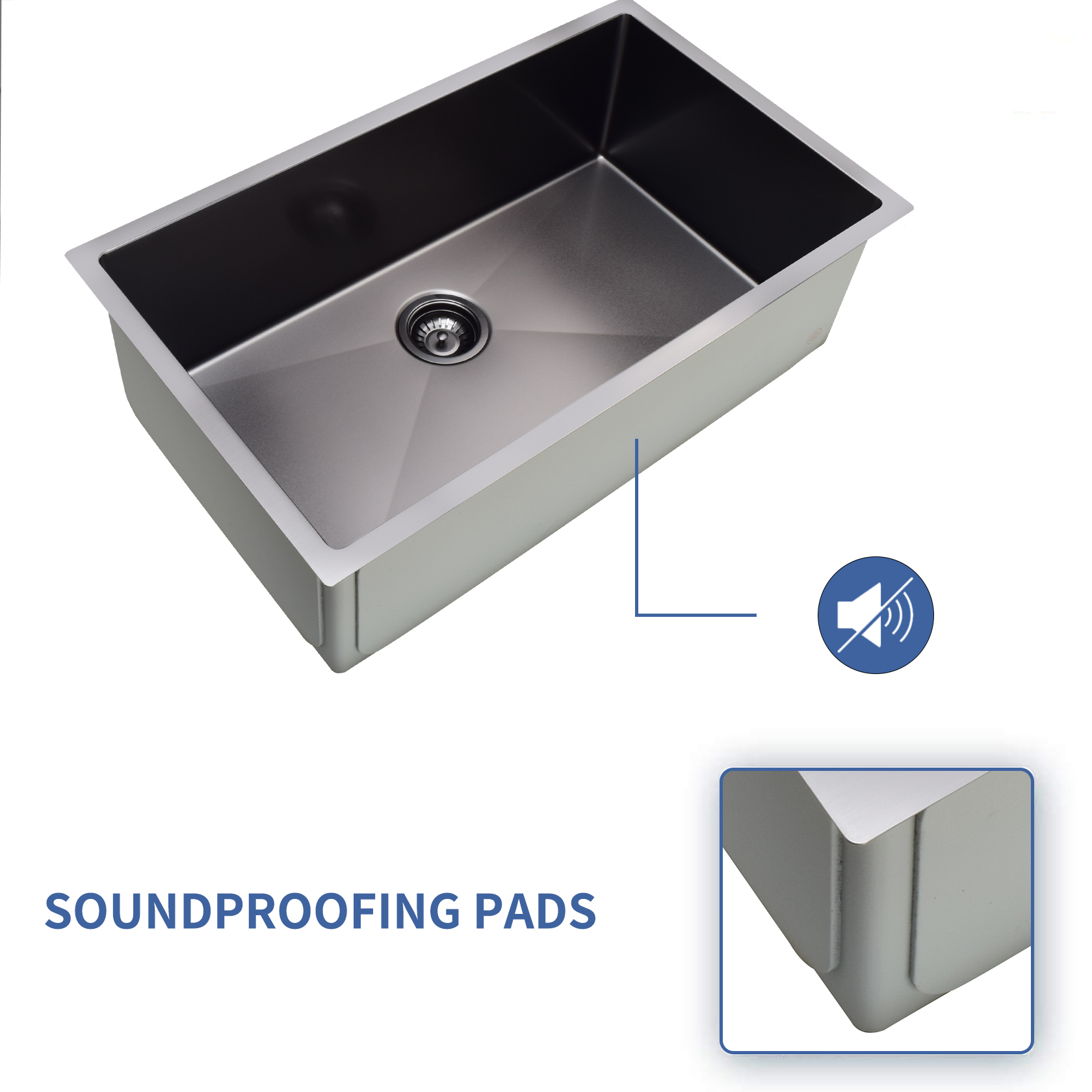 Boyel Living Undermount Kitchen Sink with Sink Grid Single Bowl Stainless Steel Kitchen Sink 30x18x9 inch Workstation Sink, Black