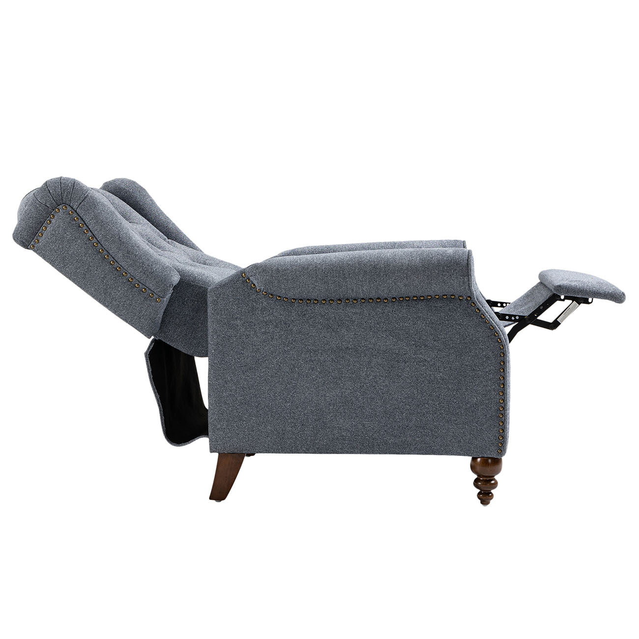 Boyel Living Push Back Reclining Chair Recliner with Wide Armrests and Rubber wooden legs, Blue/Gray-Boyel Living