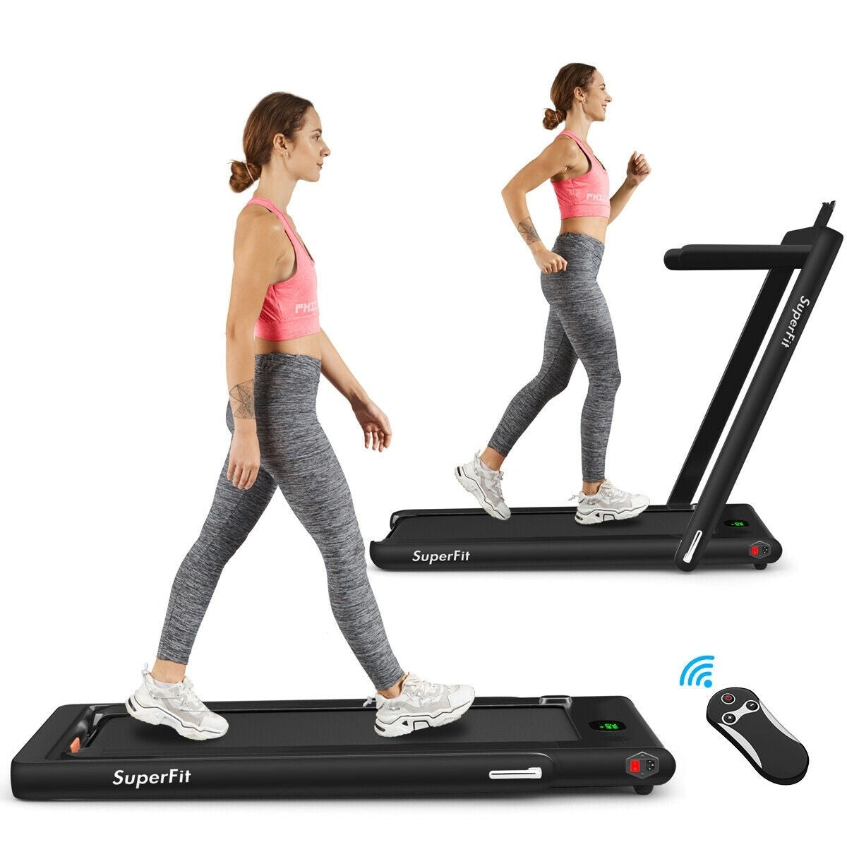2 in 1 2.25 HP Under Desk Electric Installation-Free Folding Treadmil  with Bluetooth Speaker and LED Display-Boyel Living