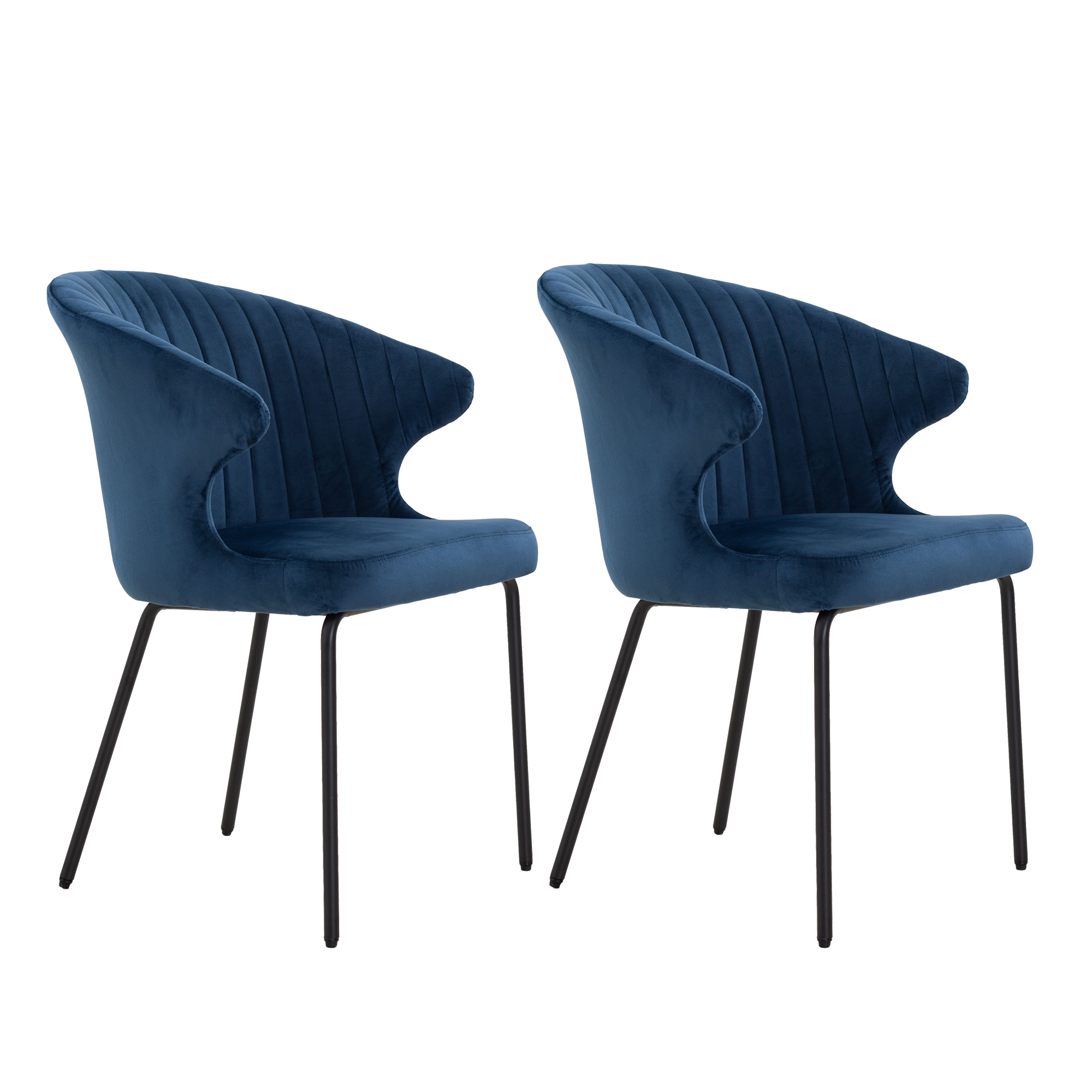 Dining Chairs set of 2, Upholstered Side Chairs, Adjustable Kitchen Chairs Accent Chair Cushion Upholstered Seat with Metal Legs for Living Room Blue