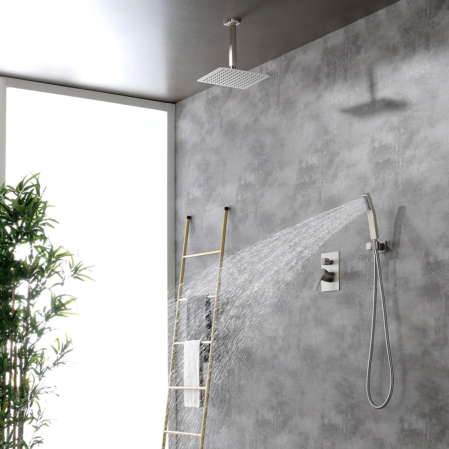 Boyel Living 10 in. Ceiling Mount Dual Shower Heads, Shower System with Rough-In Valve Body and Trim-Boyel Living