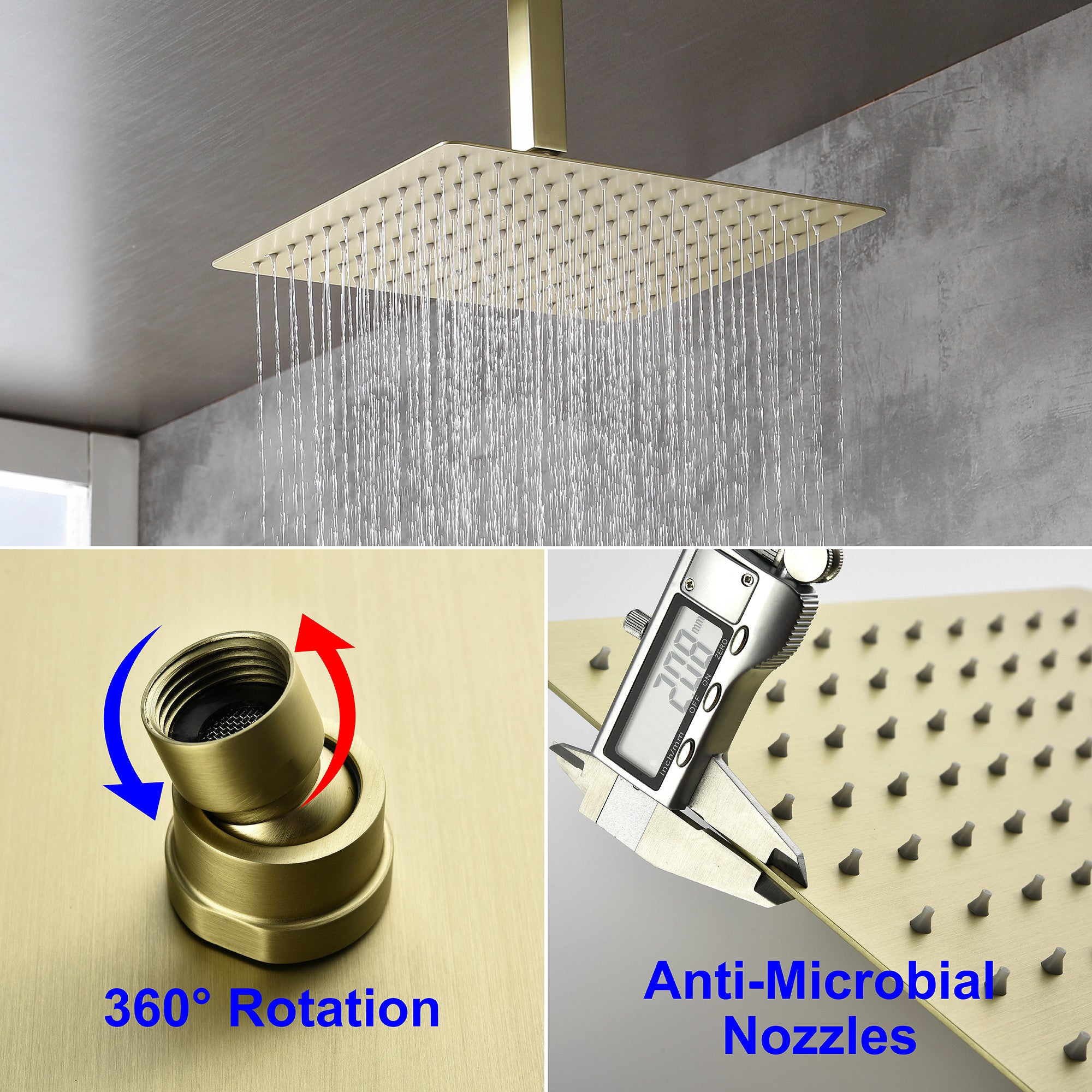 Boyel Living Ceiling Mount Shower Head System with Easy Clean Nozzles-Boyel Living