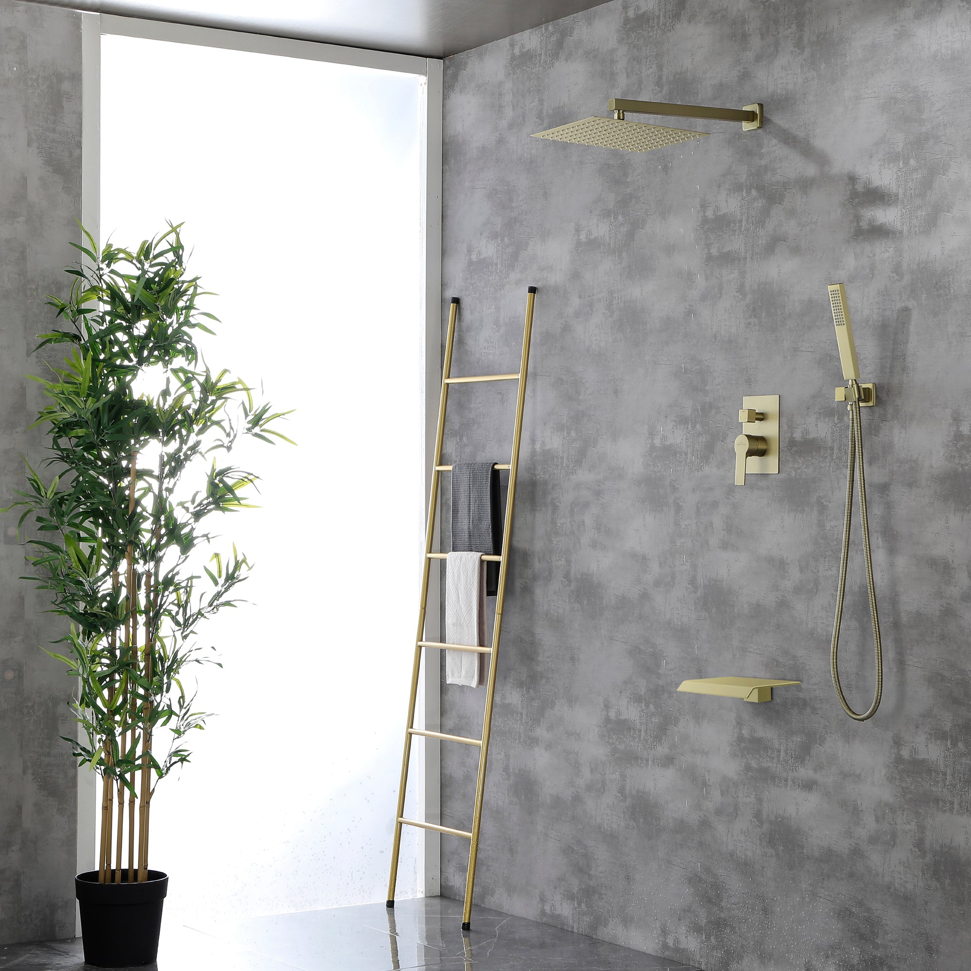 Boyel Living 12 in. Complete Shower System Rainfall Shower Head System with Tub Spout-Boyel Living