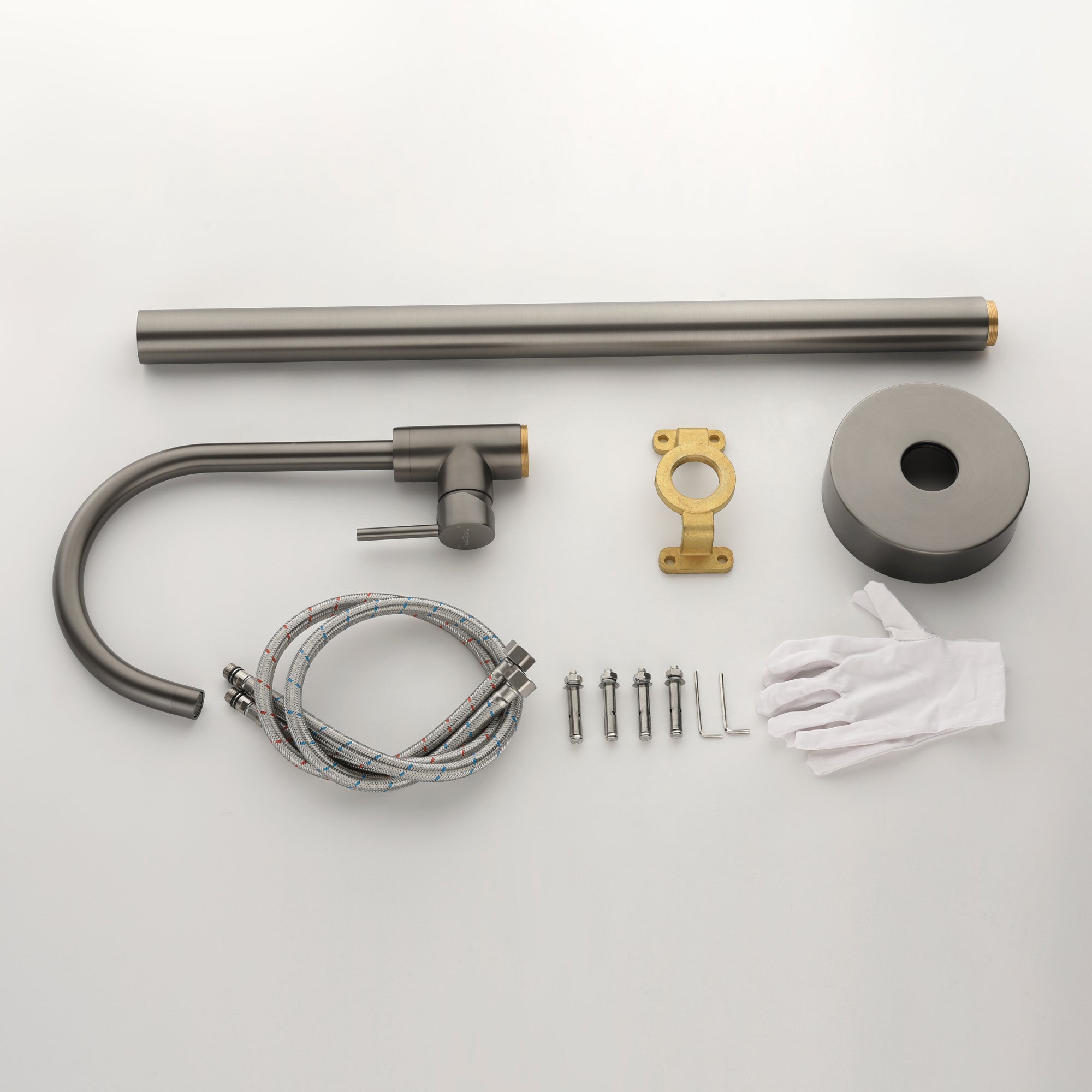 Boyel Living Freestanding Floor Mount Single Handle Bath Tub Filler Faucet with Water Supply Lines in Gunmetal Gray-Boyel Living