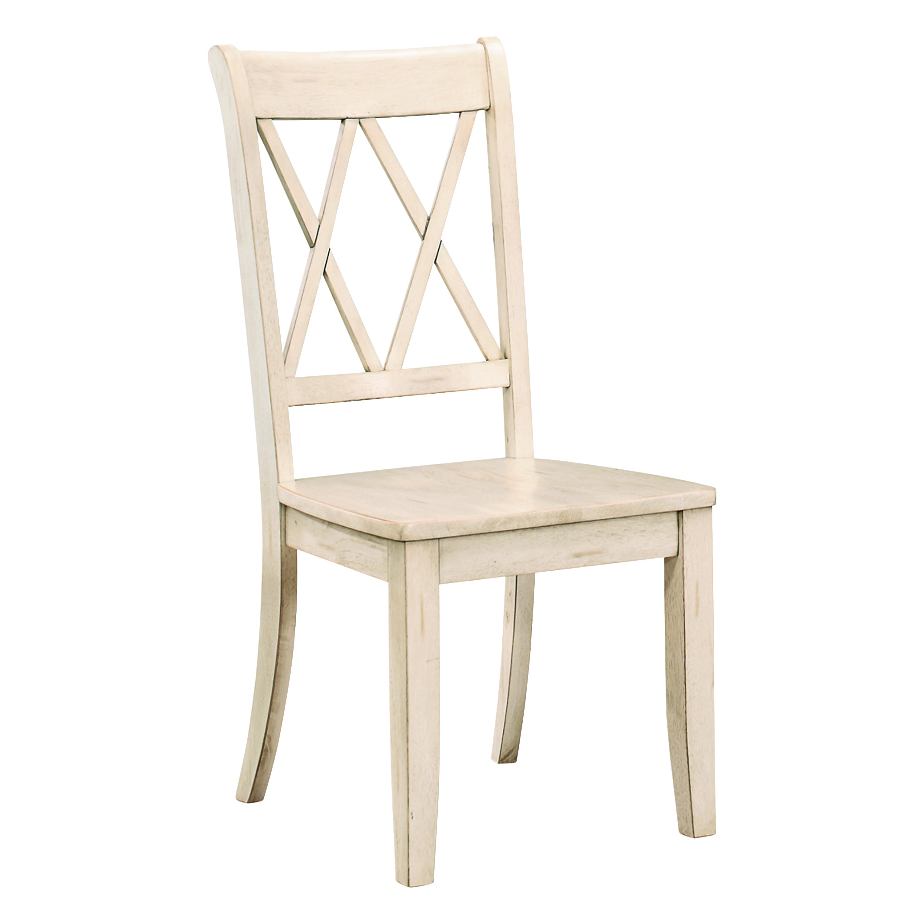 Casual White Finish Chairs Set of 2 Pine Veneer Transitional Double-X Back Design Dining Room Chairs-Boyel Living
