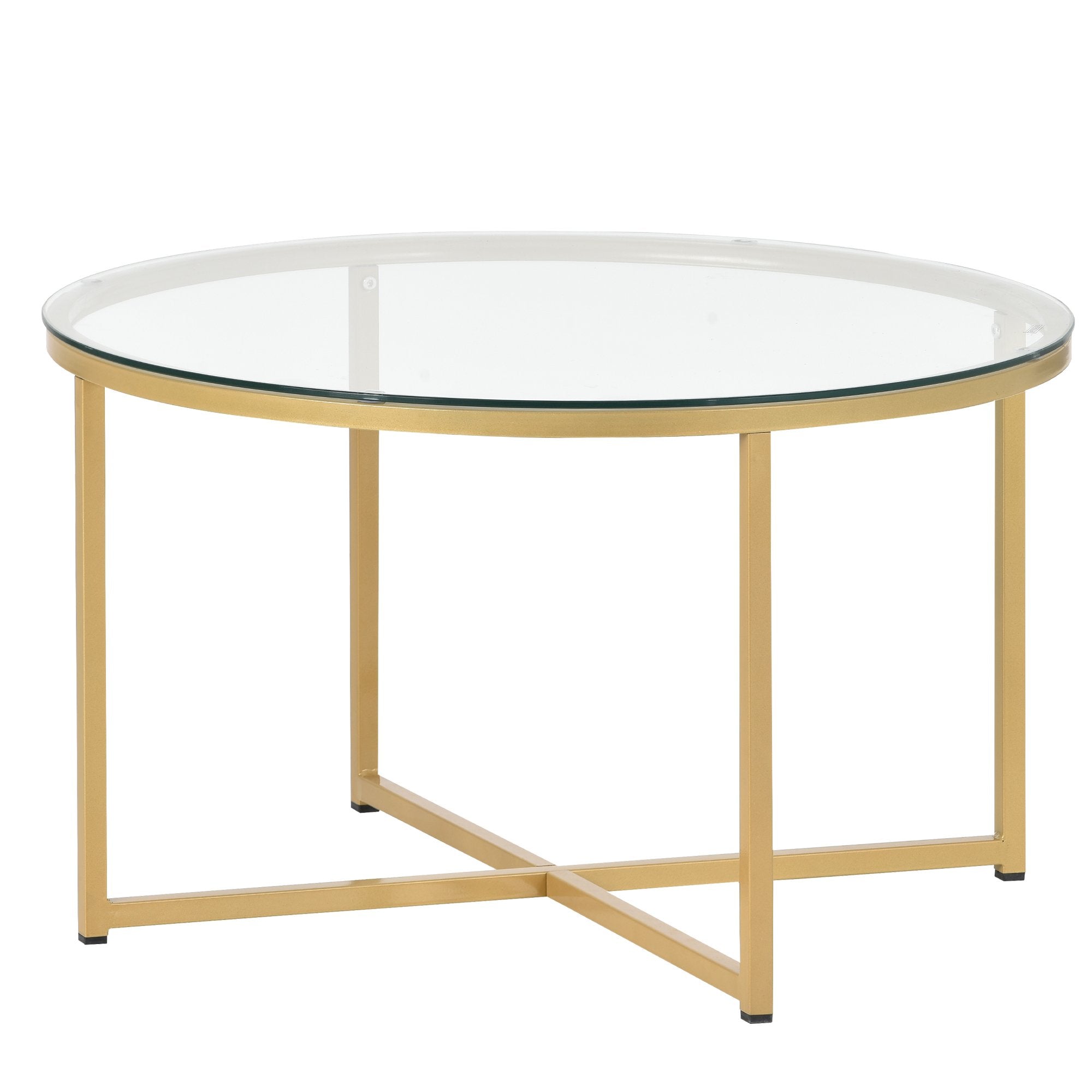 Coffee Table with Metal Base, Glass-Boyel Living