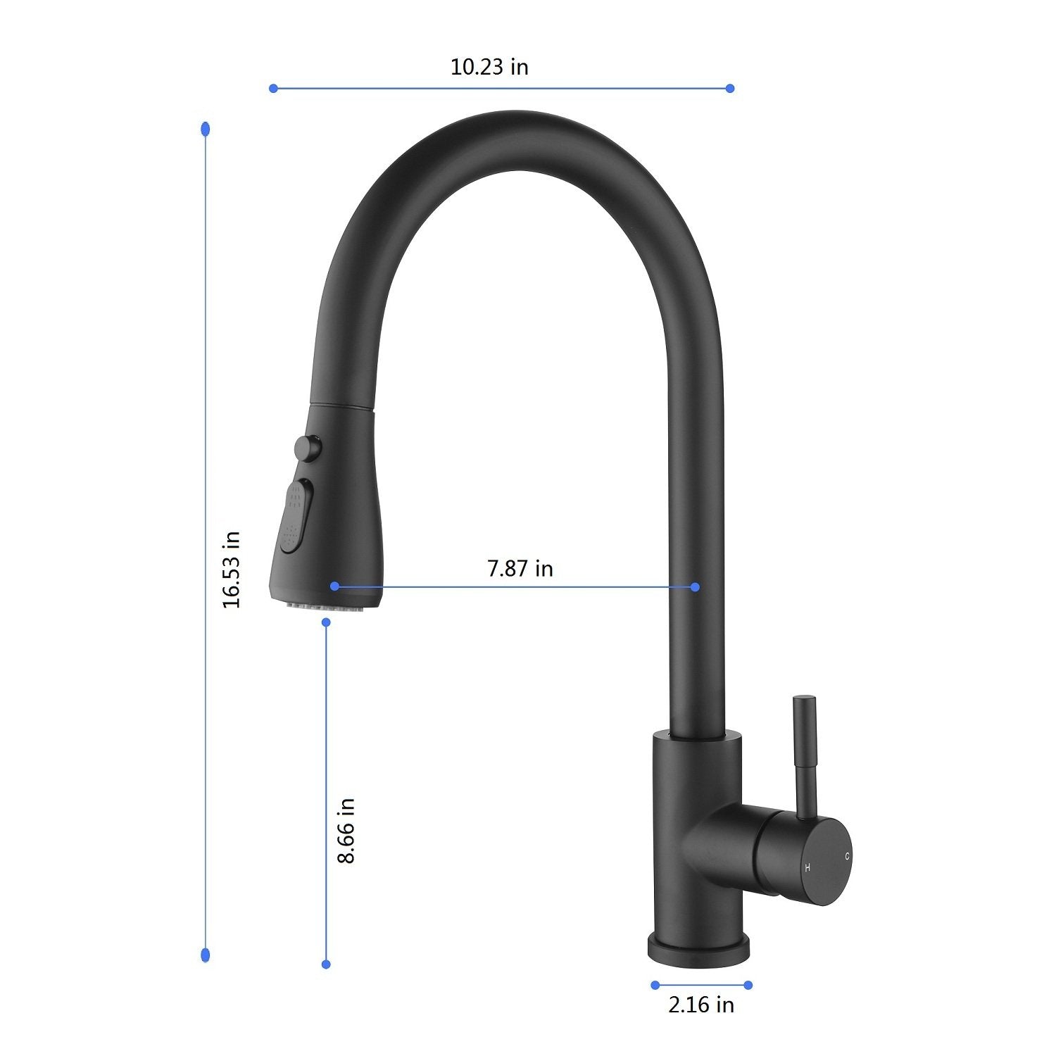 Kitchen Faucet with Pull Out Sprayer in Matte Black-Boyel Living