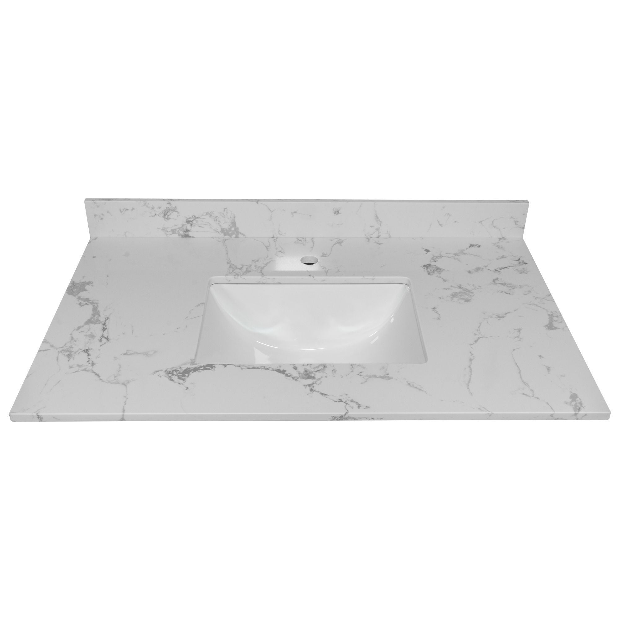 37 inch bathroom vanity top stone carrara white new style tops with rectangle undermount ceramic sink and single faucet hole-Boyel Living