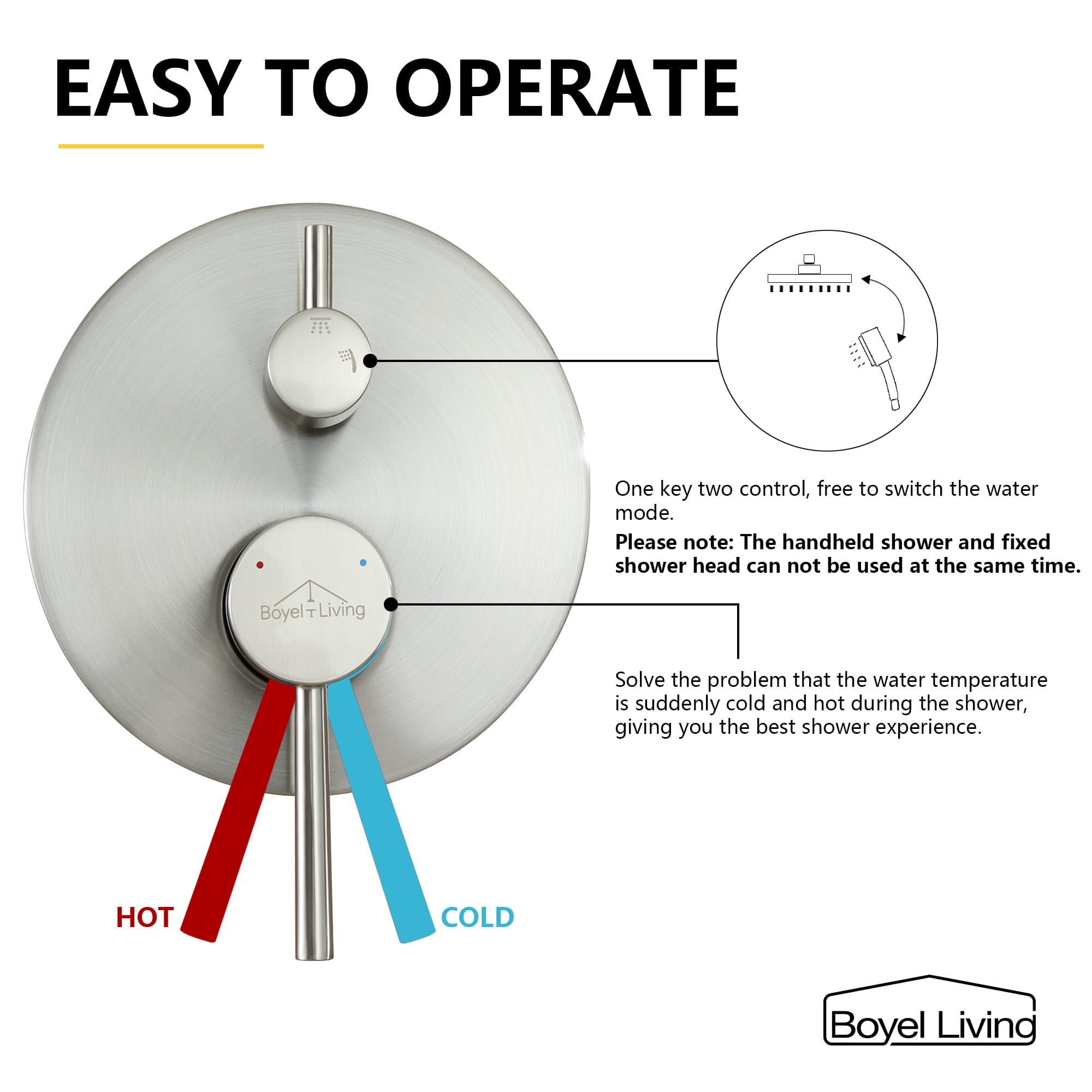 Easy to Operate Shower System Support One Key Two Control Water Mode-Boyel Living