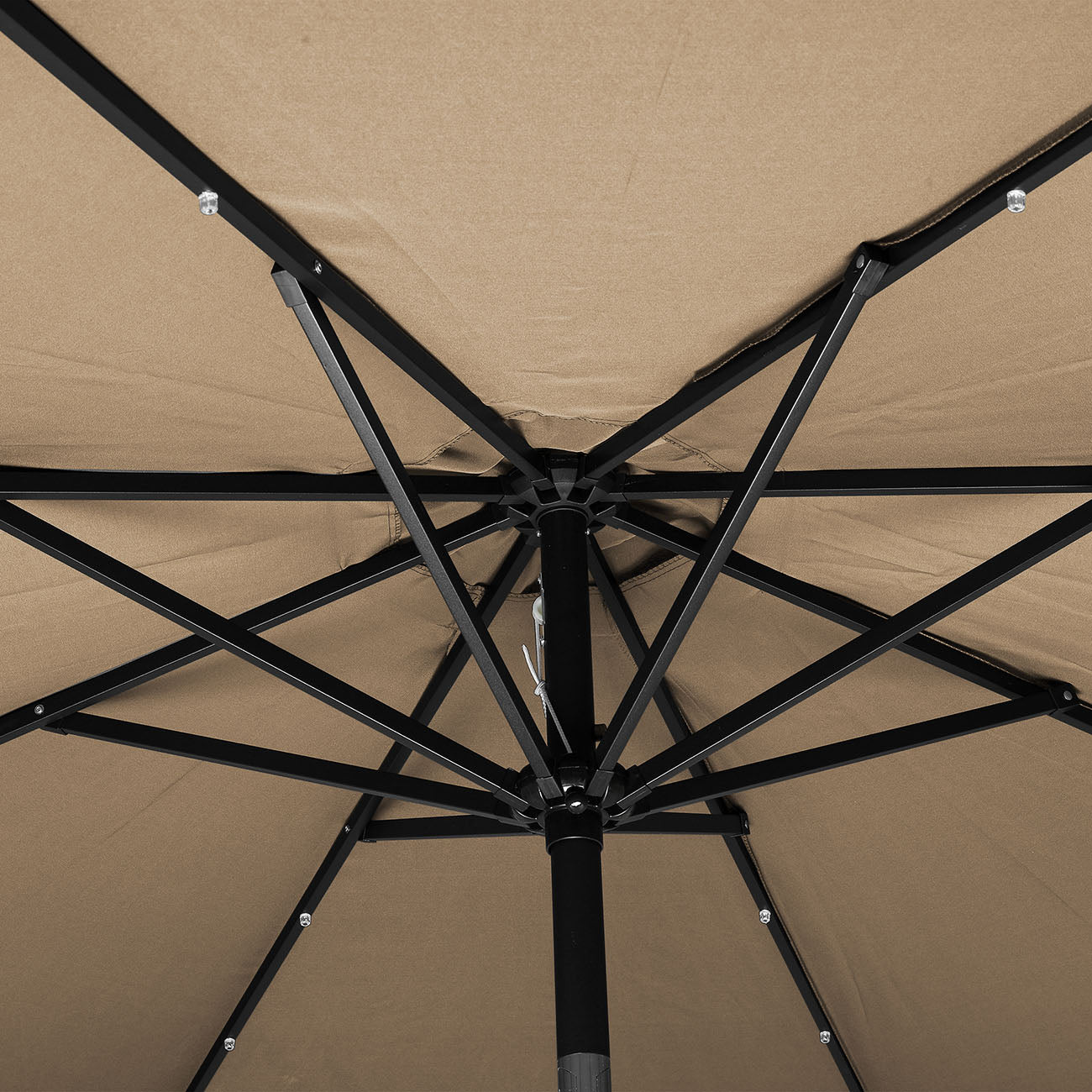 Boyel Living 9-ft Patio Umbrella with LED Lights (Taupe)-Boyel Living